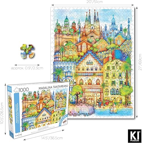 Miniatura 4 de KI Puzzles - Rompecabezas de 1000 piezas para adultos Karen Burke Flying Lessons Premium Blueboard Jigsaw en una caja Sort-R de 27 x 20