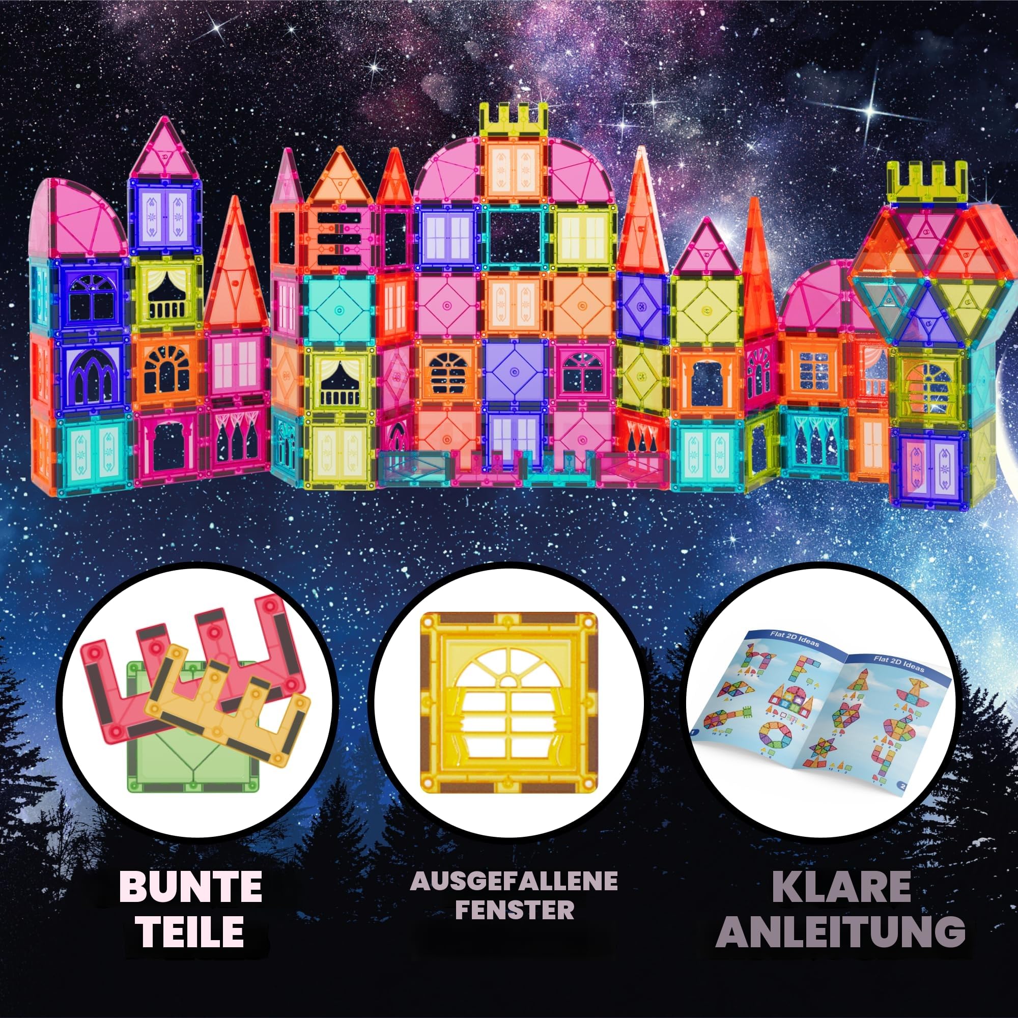 Desire Deluxe Magnetische Fliesen Bausteine Set Spielzeug für Mädchen & Jungen ab 3 Jahren – Pädagogisches Magnet-STEM-Lern-Konstruktionsspielzeug Vorschule Gehirnentwicklungsspielzeug für Kinder