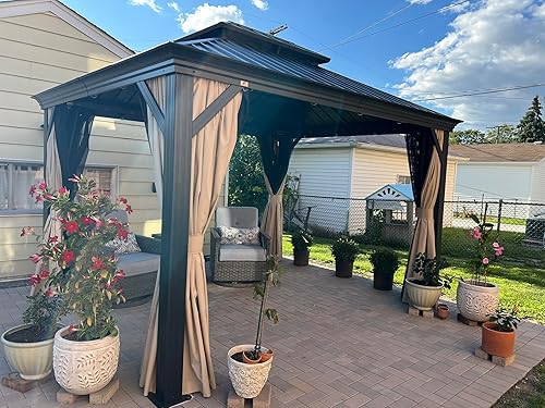 Miniatura 45 de PURPLE LEAF Gazebo grande para exteriores de 12 x 24 pies con acero galvanizado y luz para césped y jardín, glorieta permanente de techo duro, color