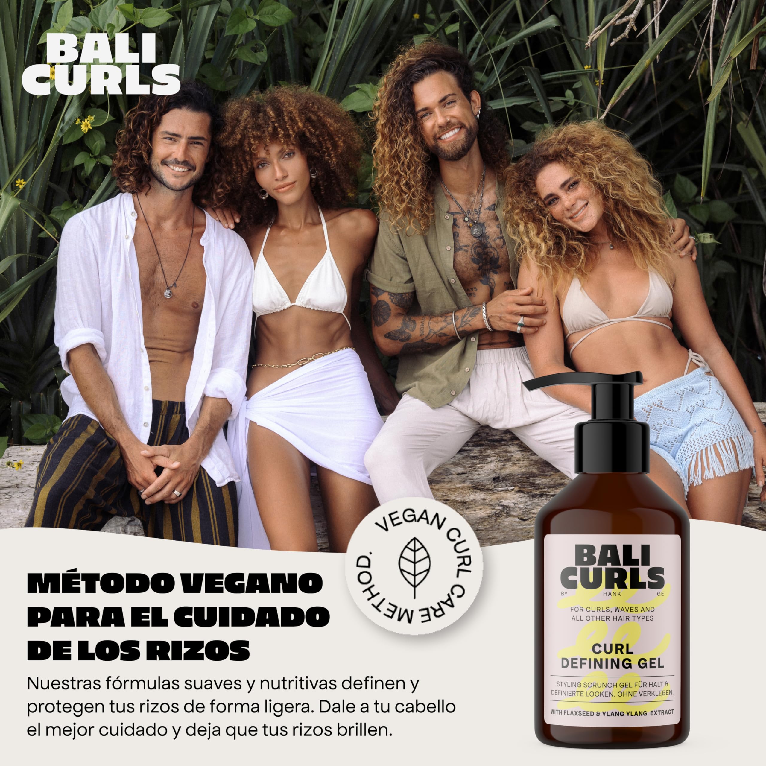 BALI CURLS Gel definidor de rizos - Gel definidor de rizos con extracto de linaza e ylang ylang - Gel vegano para rizos suaves y definidos - Cuidado de los rizos naturales - 150ml — view 3