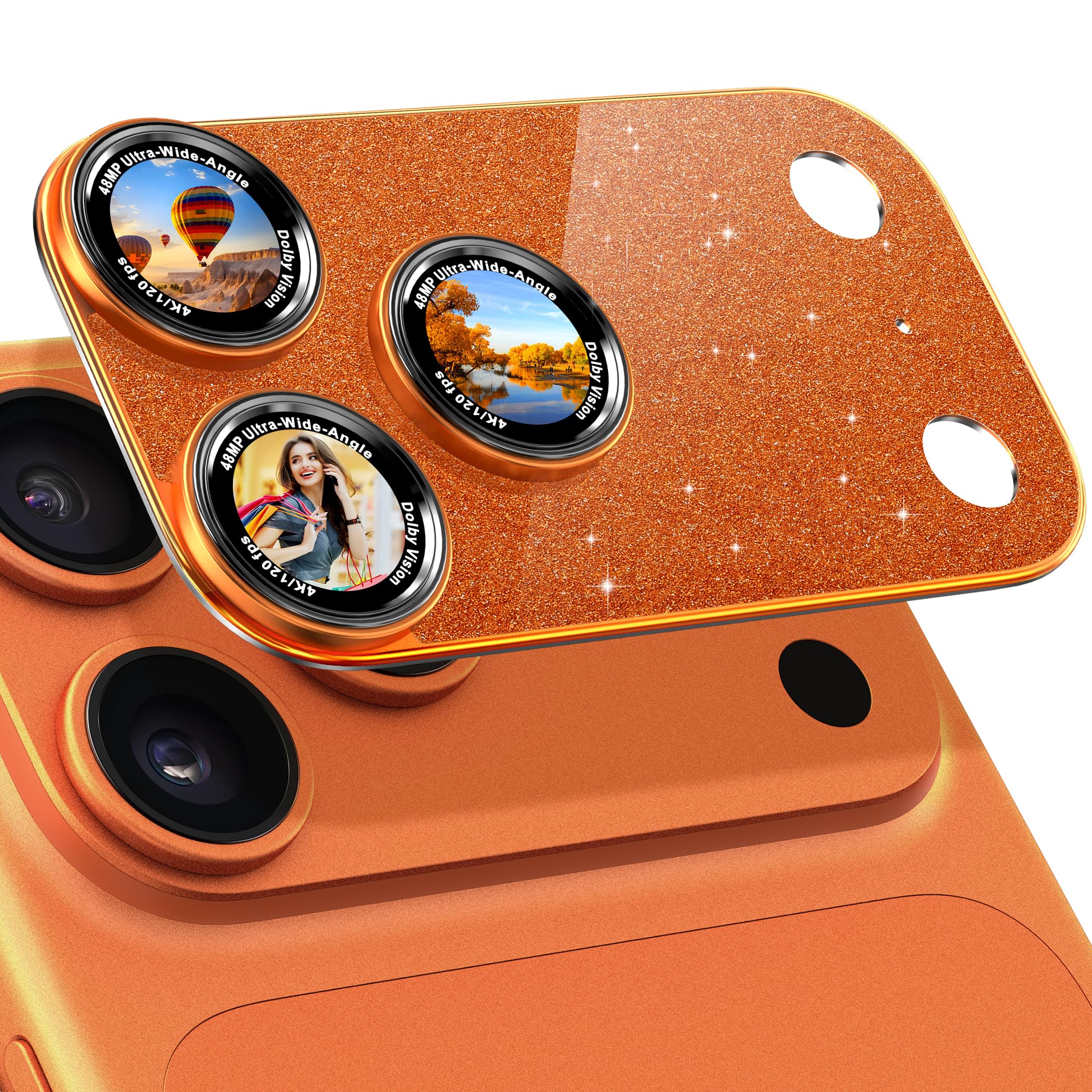 Photo 1 of GMETINK Camera Lens Protector for iPhone 17 Pro, Sparkle Orange