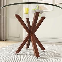 Metal Table Legs 28 Inch, Artistic Heavy Duty Dining Table Base with Suction Cups & Pre-Drilled Holes, Fits Glass Marble Wood Tops, DIY Desk Coffee Table Legs, 1000LBS Capacity, Walnut Colour