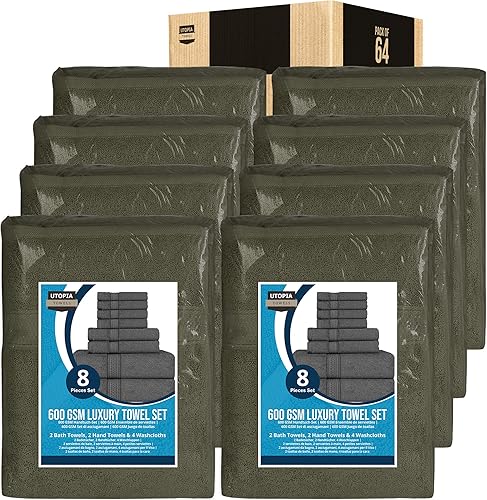 Vista 196 de Utopia Towels - Juego de toallas de 8 piezas, 2 toallas de baño, 2 toallas de mano y 4 para la cara, 100% algodón hilado en anillo, 600 GSM, Azul