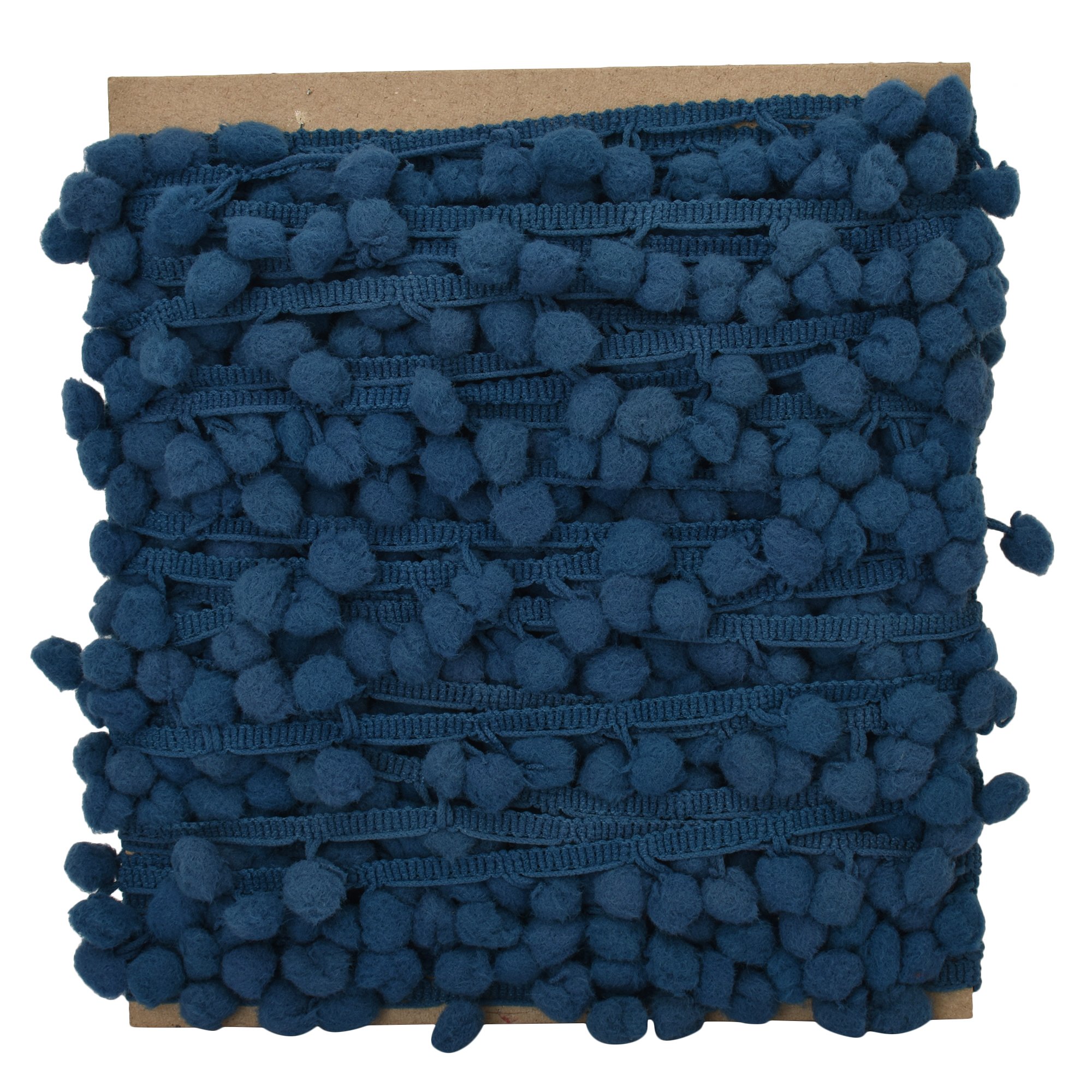 Ruban de pompons, passementerie, rouleau de 18 mètres, idéal pour la couture et la décoration (bleu marine