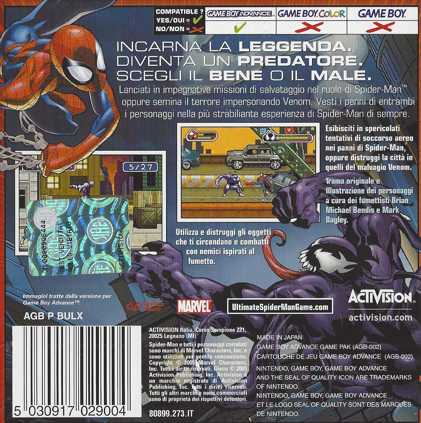 GAME BOY ADVANCE Ultimate Spider-Man GBA ITA