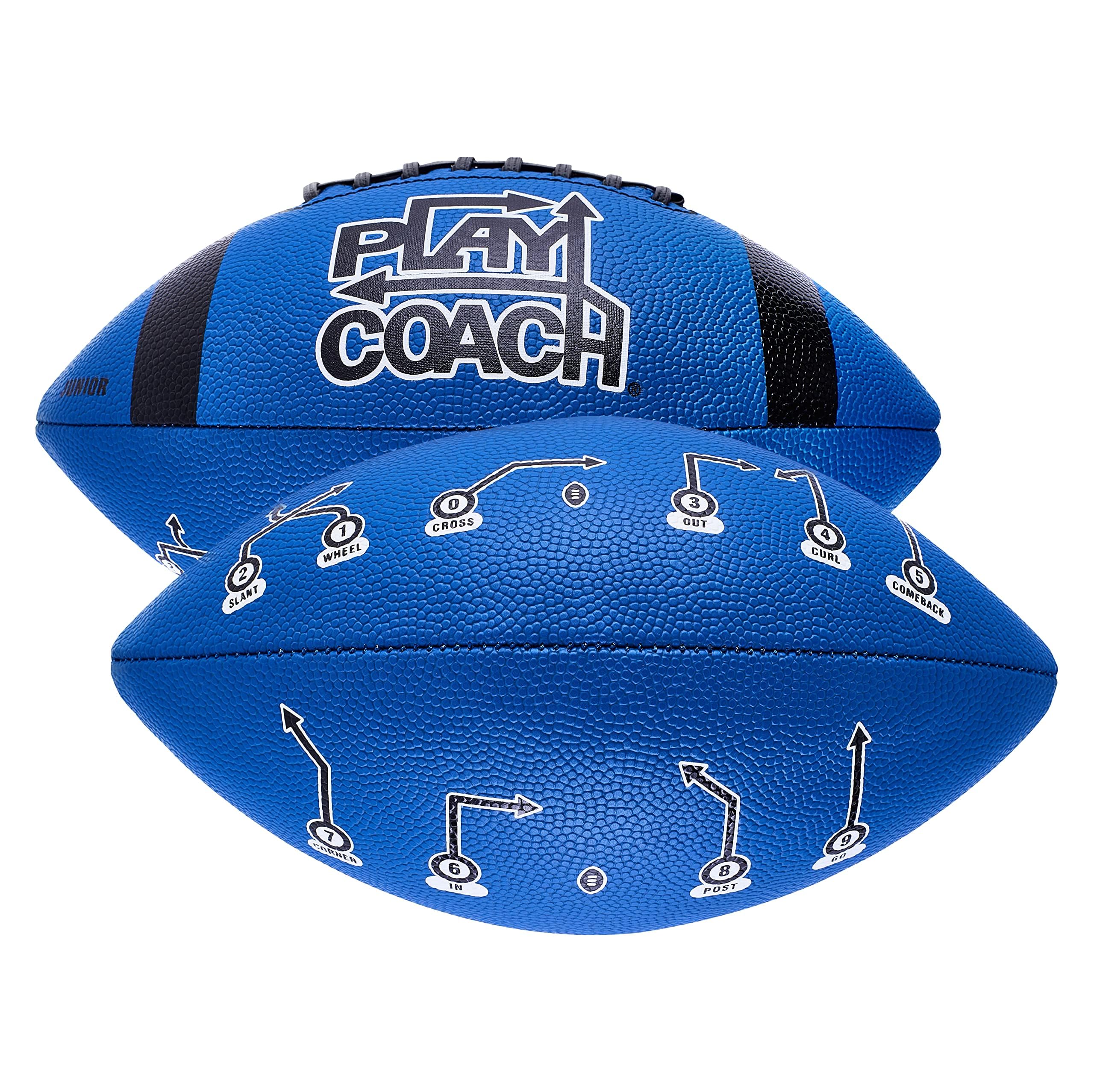 PlayCoach Youth Football in Junior & Peewee Sizes with 10 Basic Passing Routes for Kids 6 to 12 - Endorsed by Drew Brees, Beach Football, Kids Football, Leather Peewee Size