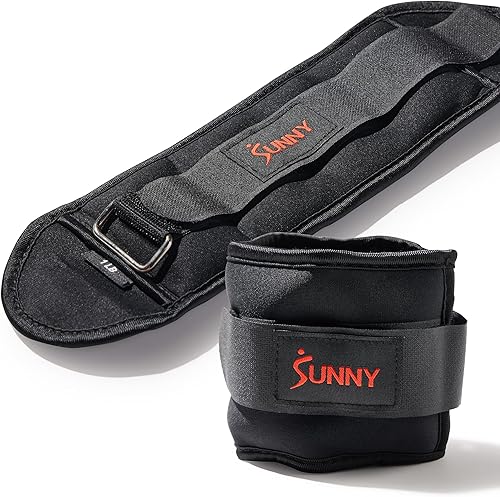 Sunny Health & Fitness Pesas de tobillo (par) 1,2,3,4,5 libras, opciones ajustables, resistentes al sudor, correa segura para fitness, caminar,