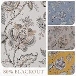 NICETOWN Floral Curtains 84 Inch Long 2 Panels Boho French Romantic Botanical Printed White Curtains,70%-80% Blackout,Thermal Insulated,Noise Reducing Window Treatment for Farmhouse,52 Inch Wide