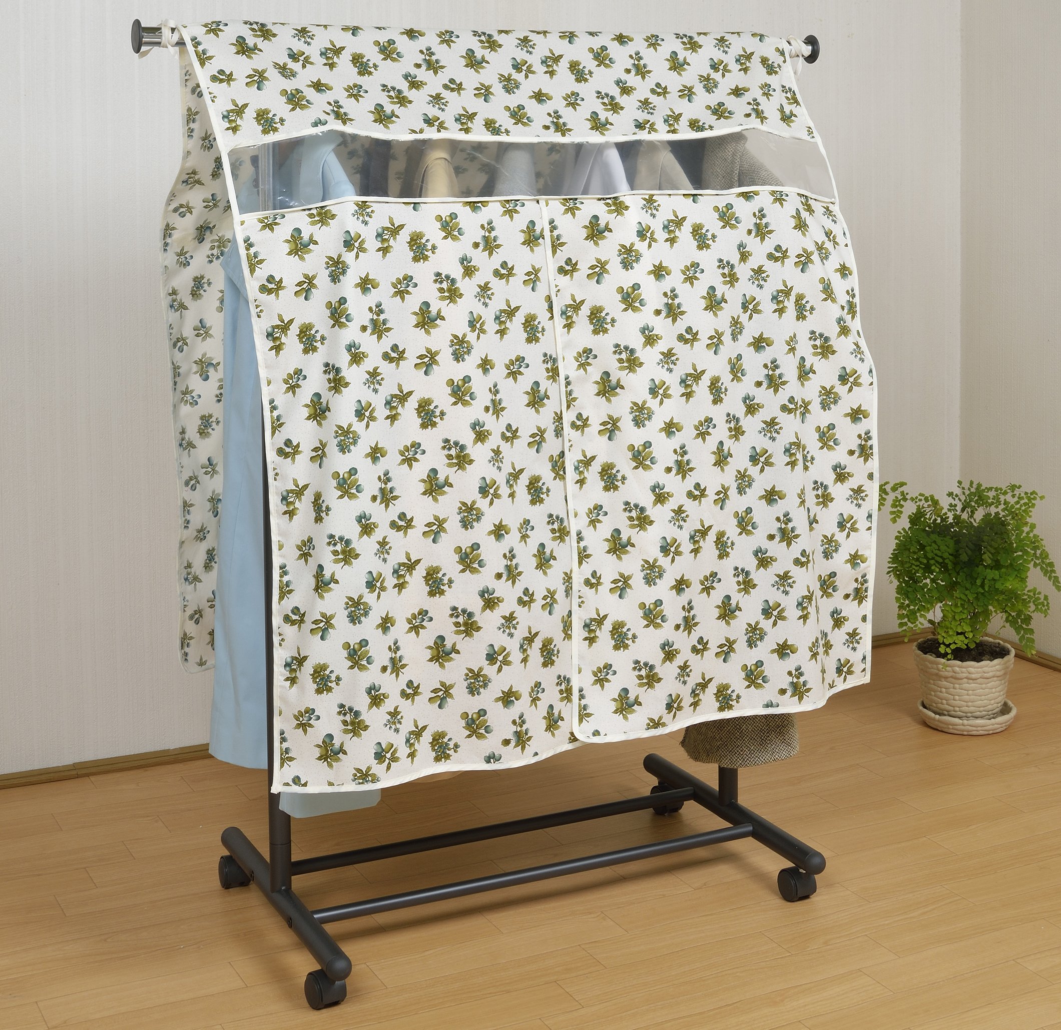 Amazon｜日本製 洗える パイプハンガー カバー 幅90cm 森の果実柄