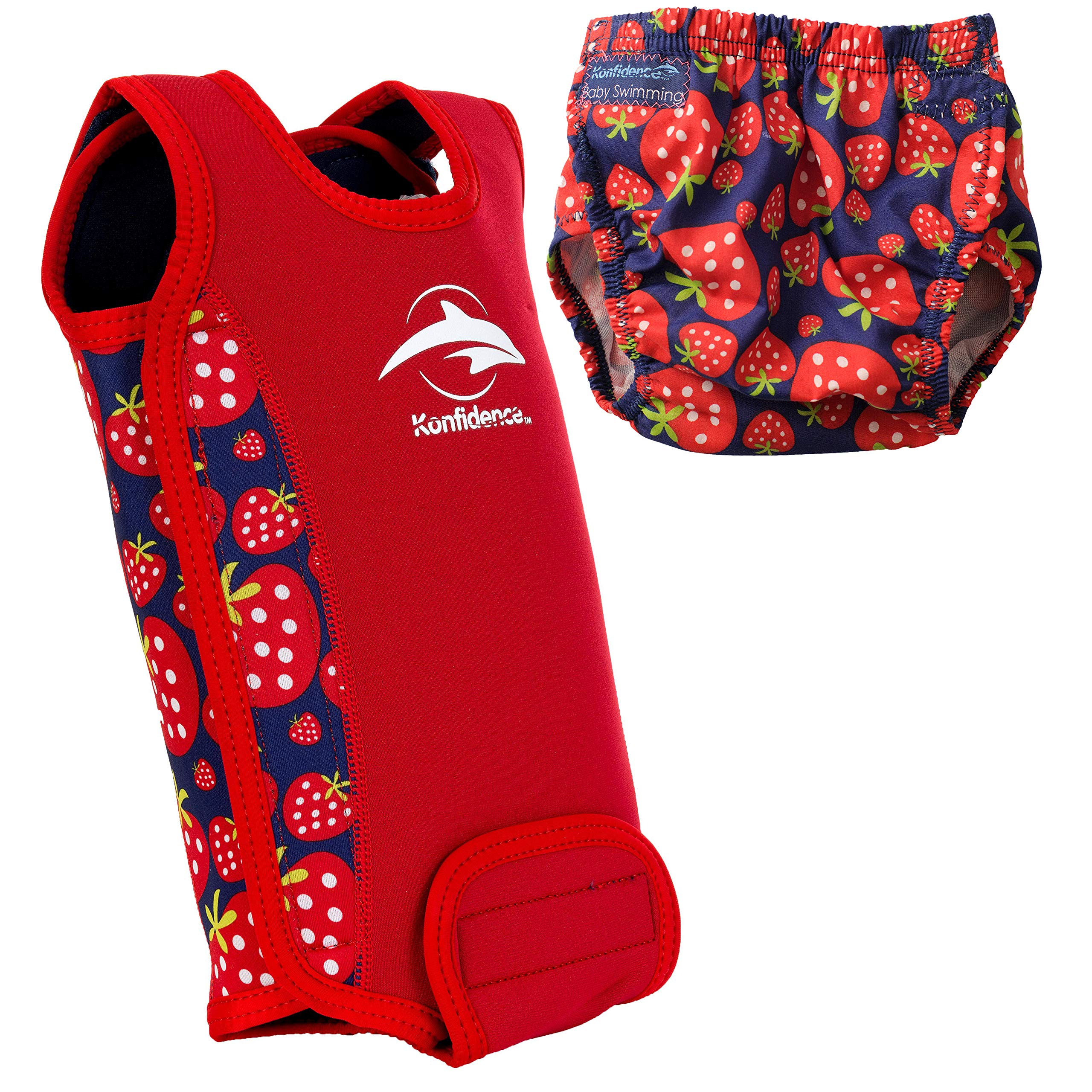 Konfidence Baby Swim Set - Babywarma with a Free Reusable Swim Nappy! (Strawberry, BWRB06-12, OSSN08)