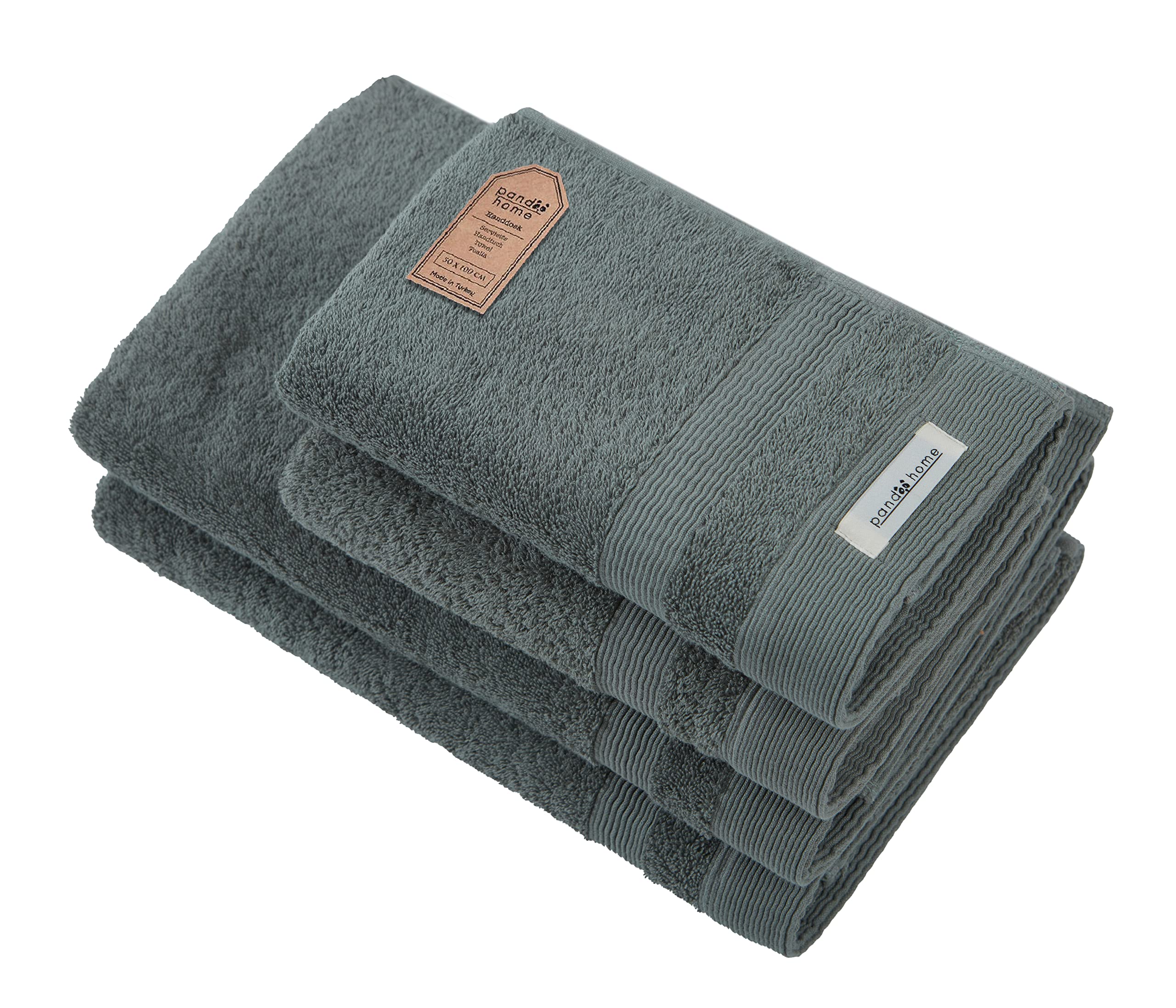PandaHome Handtuch Set aus Baumwolle 100%, 2 Badetucher, 2 Handtücher | Towel, Schnelltrocknend Weich Saugstark 500 g/m² (Ovilgrün)