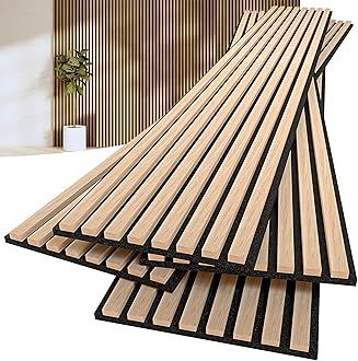 Wood Panels for Wall, 4-Pack 94.5"x12.6" Each Widen Acoustic Panels, Wooden Wall Panels for Interior Wall Decor and Noise Reduction, 3D Wall Panels with Solid Wood Veneer,Natural Oak