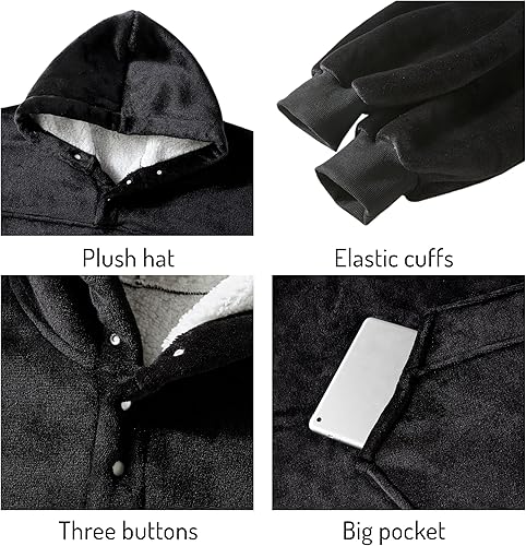 Miniatura 7 de Degrees of Comfort Manta con capucha para adultos, mujeres y hombres, acogedora y cálida, talla única