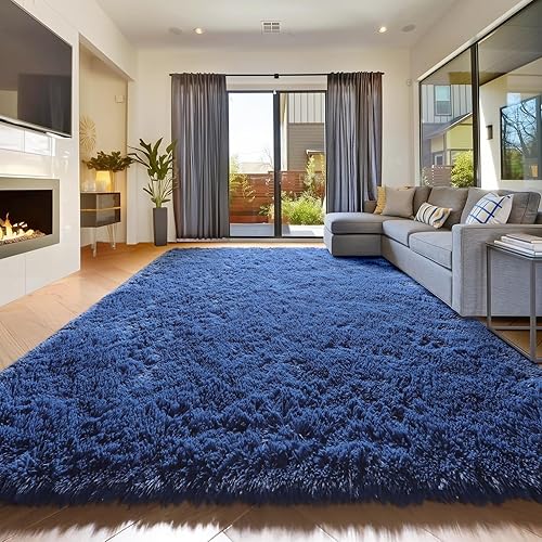 Miniatura 64 de Amdrebio alfombras azules y púrpuras de arcoíris de sirena para decoración de habitación de niñas, alfombras de área de 5 x 8 pies mullidas y kawaii