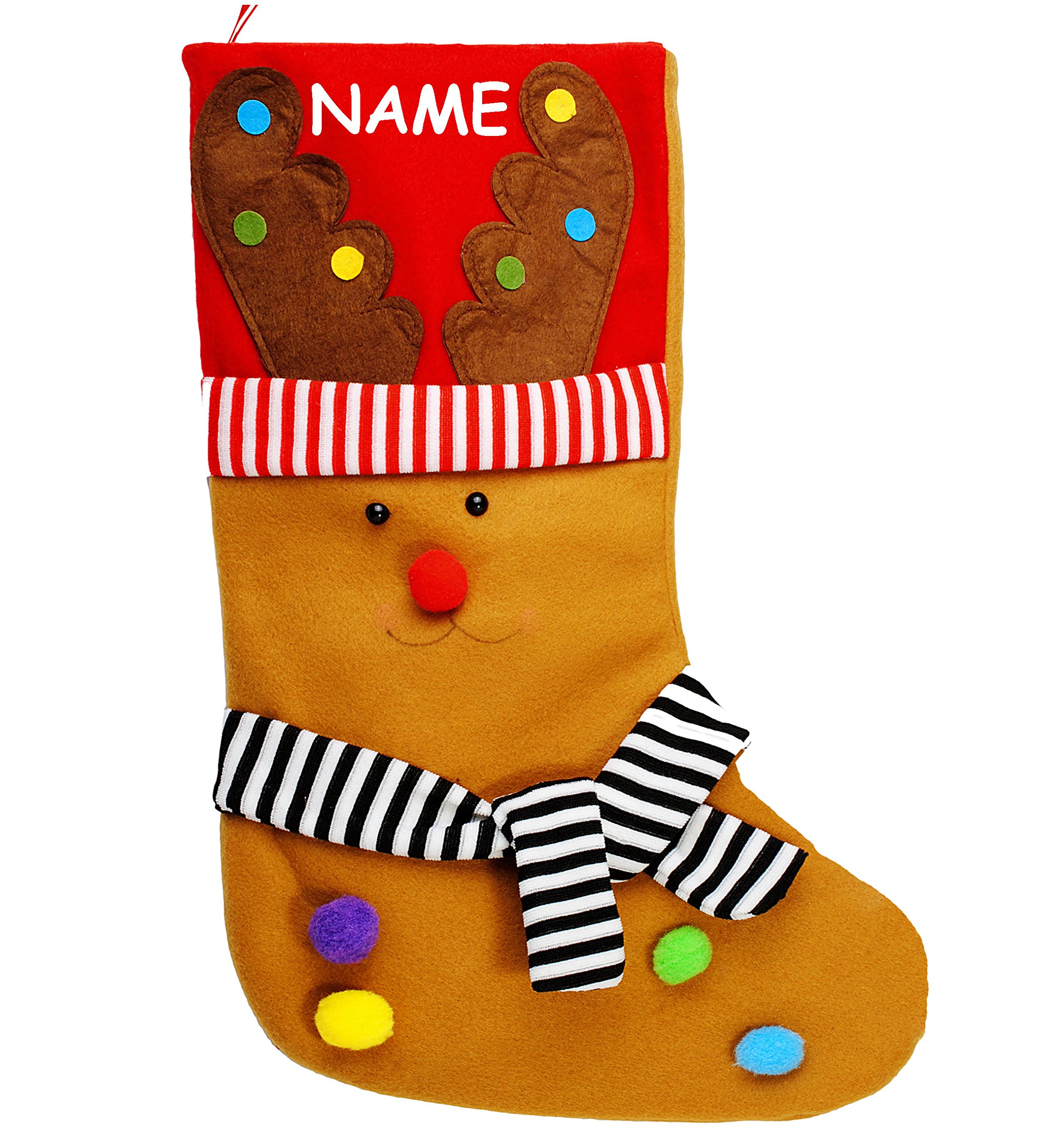 alles-meine.de GmbH 10 Stück XL - Weihnachtssocken & Filzstrümpfe - 3-D Effekt - Rentier/Elch - 50 cm - Nikolausstiefel - Nikolausstrumpf/Weihnachtsstiefel - großer Ges..