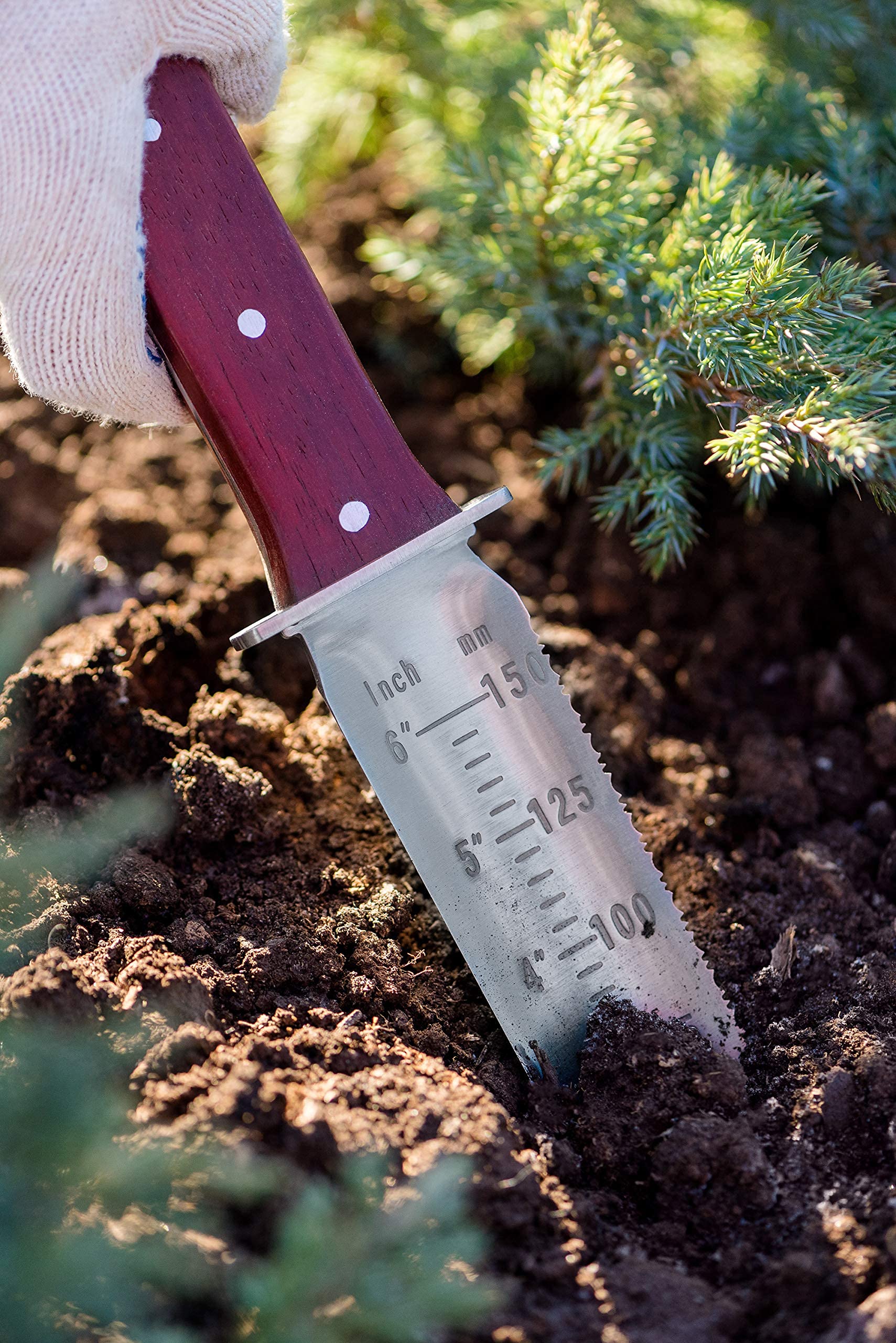 Hori Hori Knife - Landscaping, Digging, Weeding, Cutting, Planting Gardening Tool with Leather Sheath, Stainless Steel Blade and Sharpening Stone