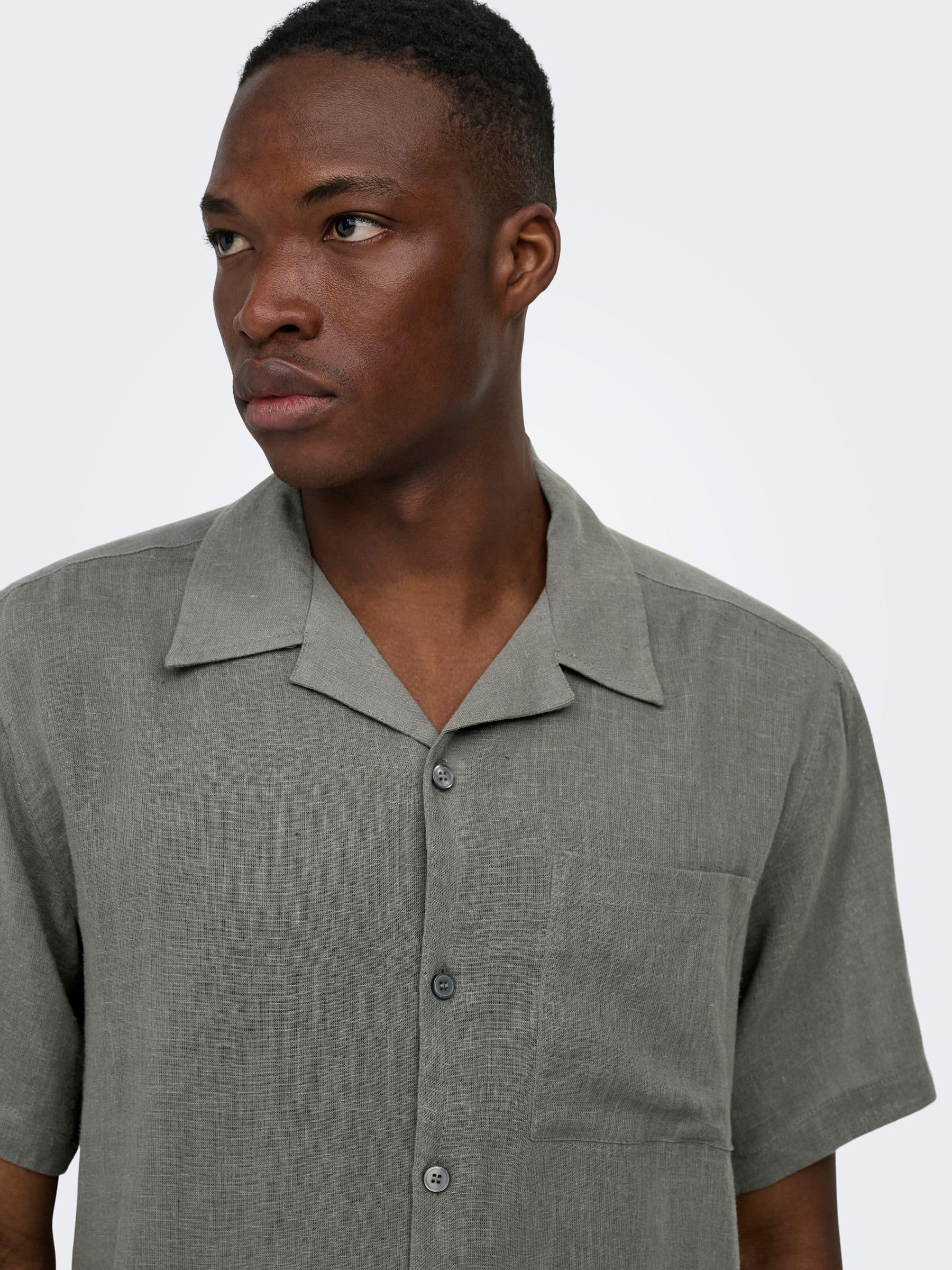 Only & Sons Herren Only & Sons Male Hawaii-Hemd Onslaurence Leinen Hawaii-Hemd Onslaurence Linen Resort Collar Ss Noos (1er Pack)