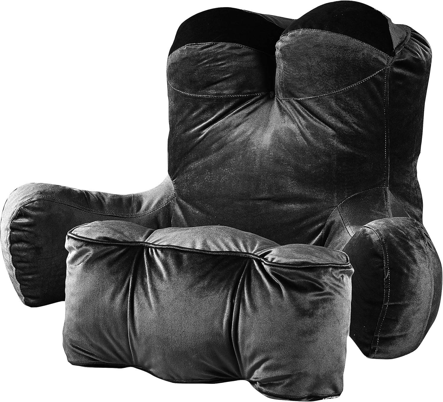 Reading Pillows for Sitting in Bed,Washable Back Pillow for Bed Sitting up with Arms,Backrest Support Chair Pillow in TV,Gaming,Dorm,Rooms,Floor,Sofa,Lounge Bright Black