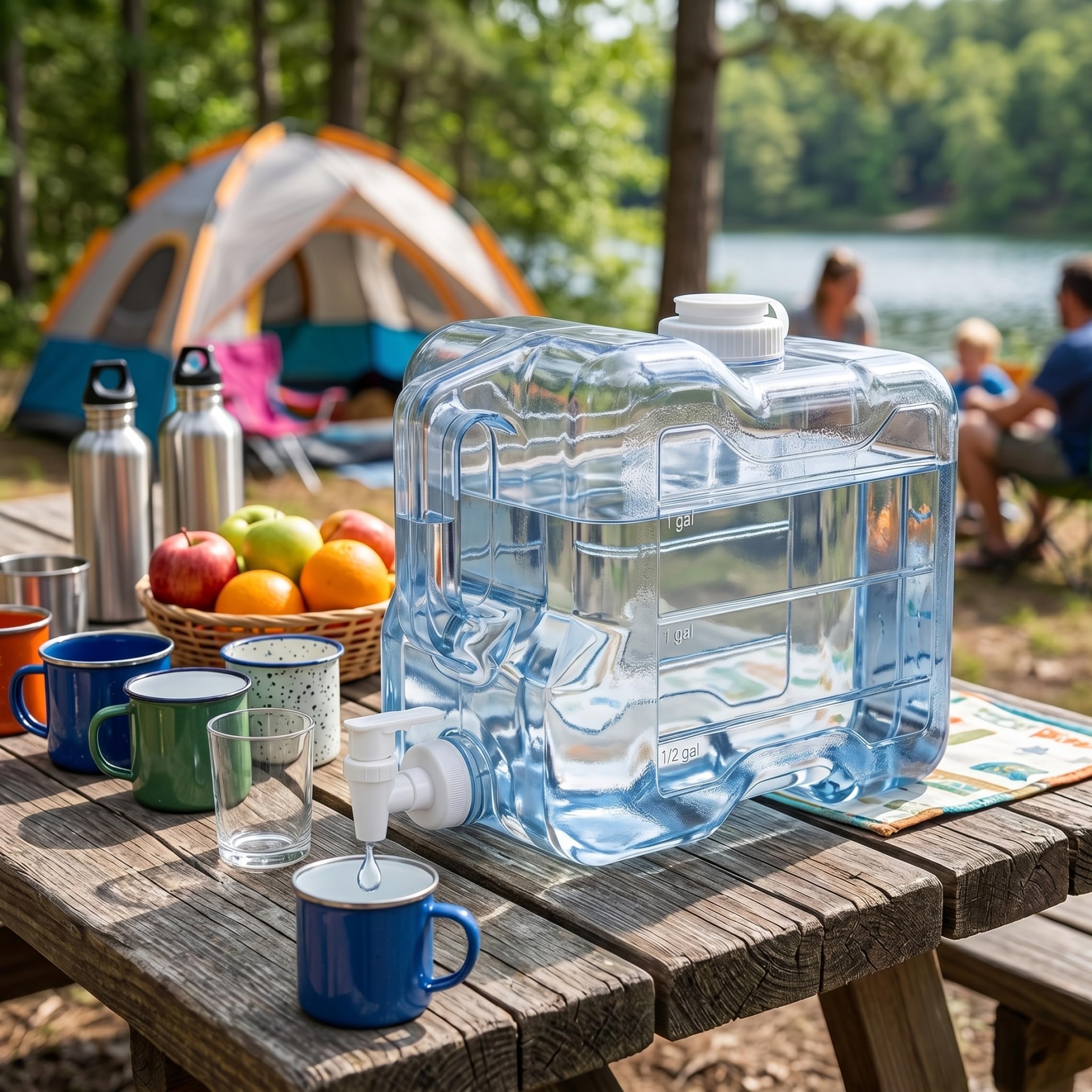 Faticenic Water Container With Spigot, 2 Gallon Portable Fridge Water Dispenser With Handle for Home Parties And Picnics, 7.5l Transparent, Fridge Dispenser, Garden Décor