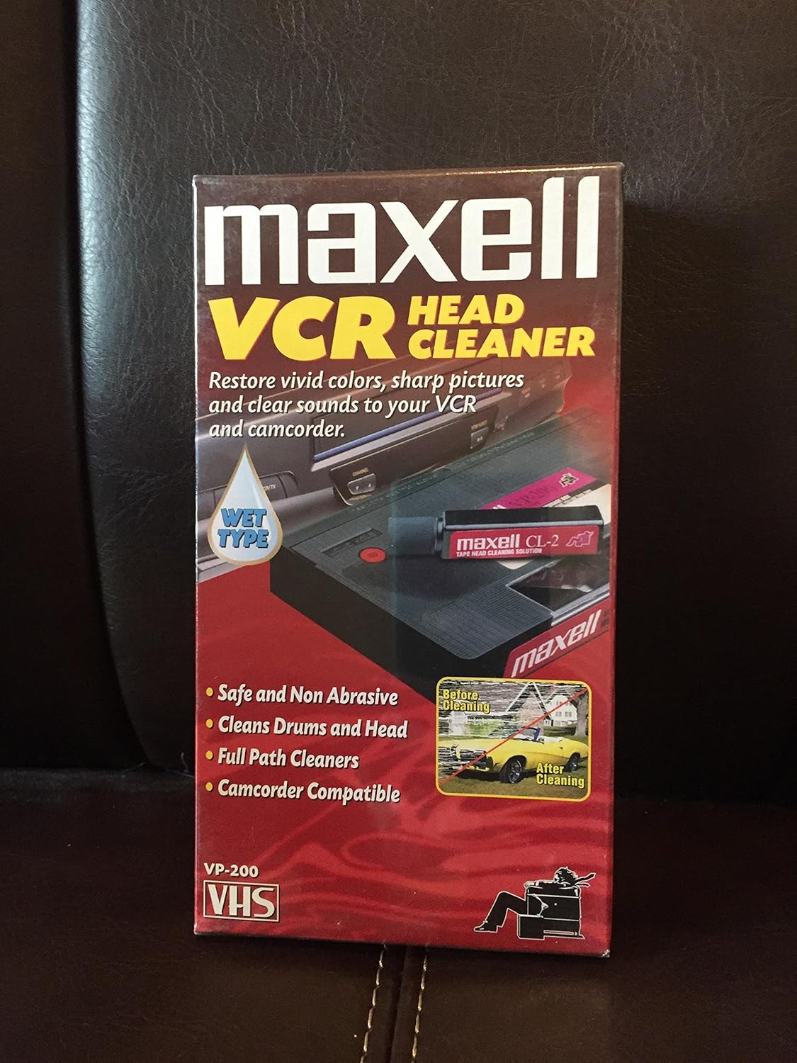Maxell Vhs Head Cleaner Wet Type Non-Abrasive Safely Effectively Cleans Entire Path