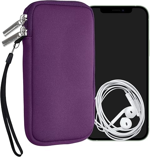 Miniatura 23 de kwmobile Bolsa de neopreno para teléfono tamaño XL - 6.7/6.8 pulgadas - Funda universal para celular con cremallera, correa para la muñeca, amarillo