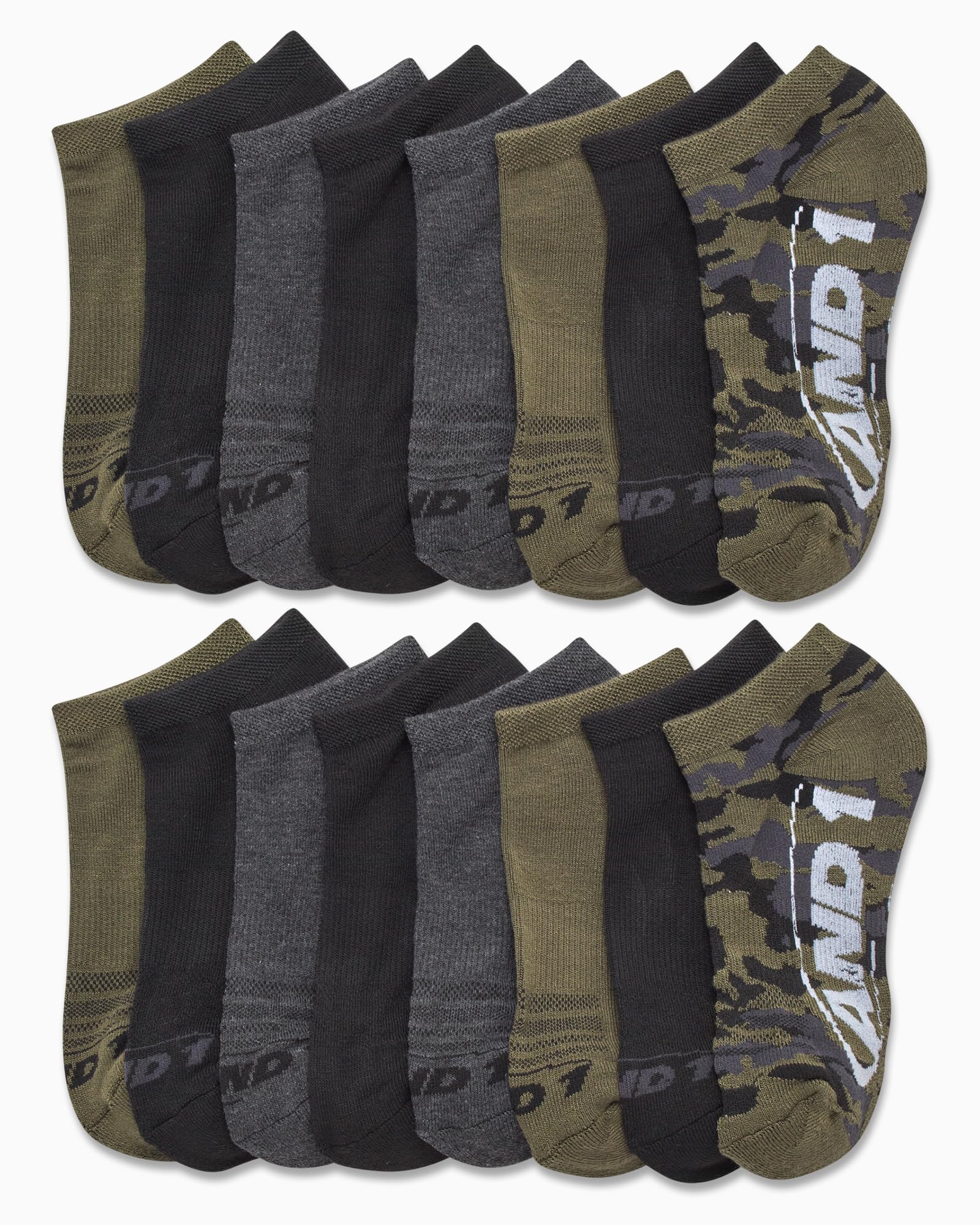 AND1 Boys Low Cut Socks - 16 Pack Breathable Moisture-Wicking Cushioned Athletic No Show Socks for Boys (Sizes: Small-Large), Size Medium-Large, Black Assorted
