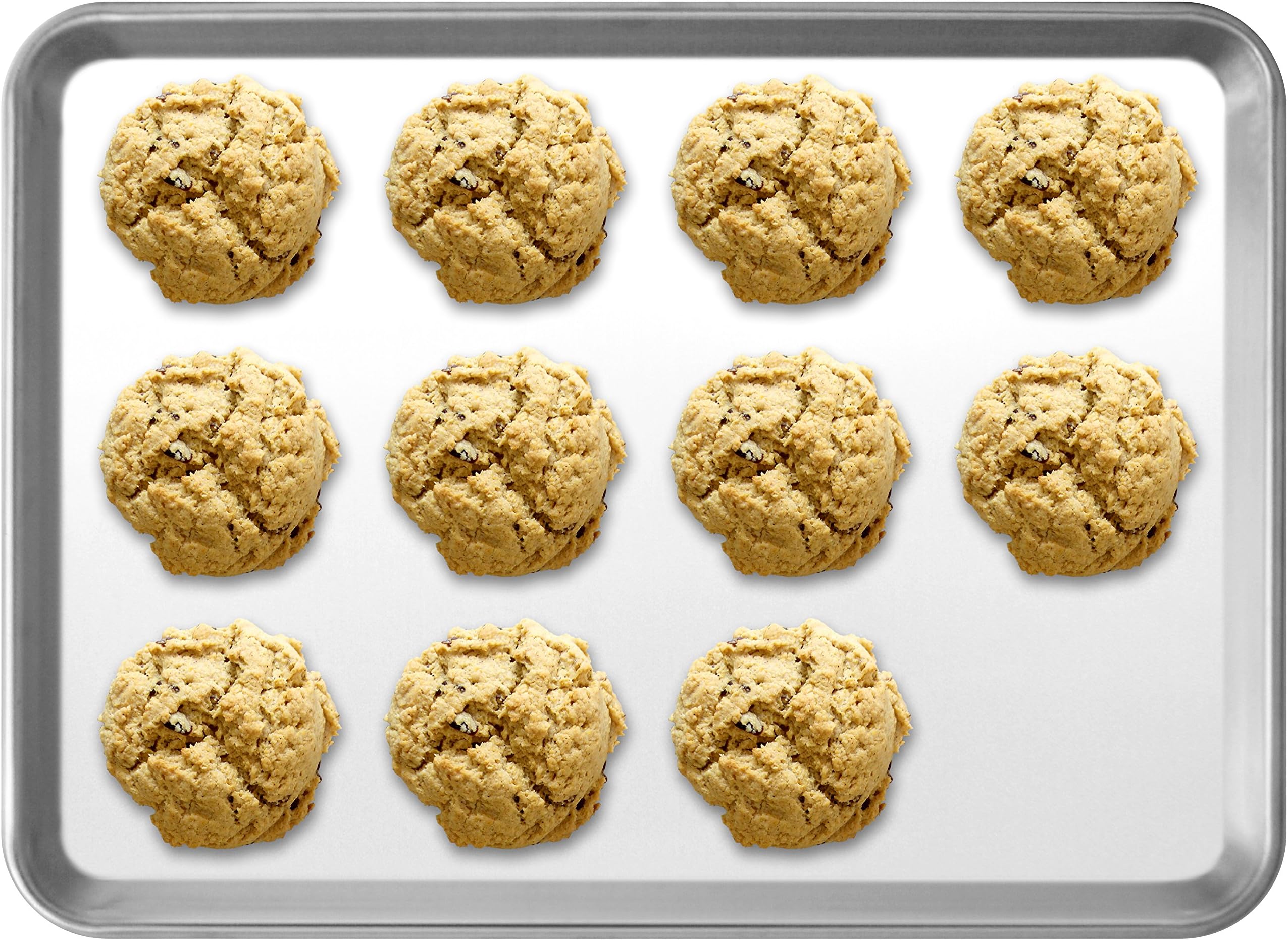 Baking Half Sheet Cookie Pan – Baker’s Commercial Grade Aluminum Half Size 13" x 18" | 1 Piece | Jelly Roll Designed To Fit Your Oven | Oven Safe | Only From Indigo True Company