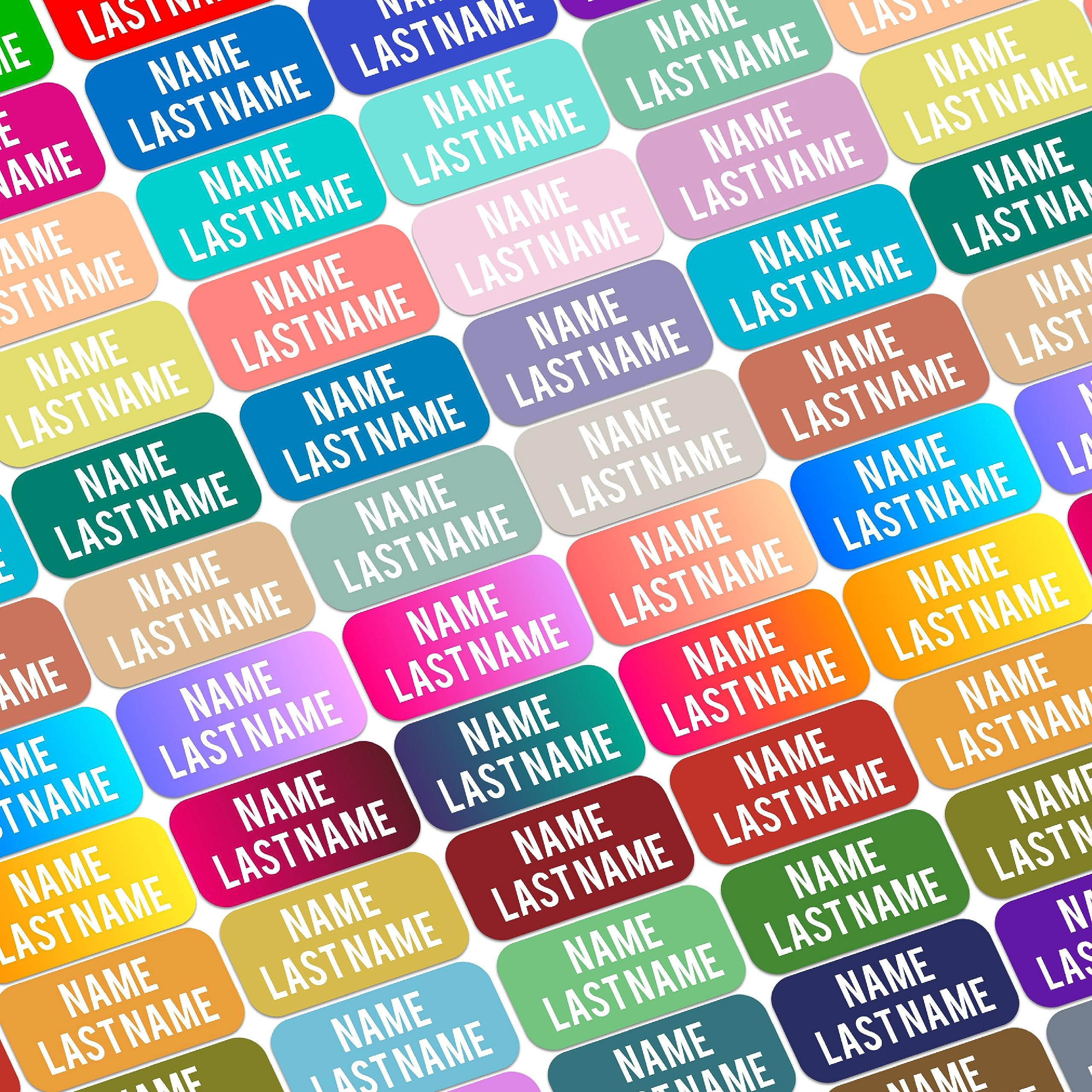 Personalized Name Labels, Waterproof Daycare Name Labels - 24 Colors, 5 Fonts, & 3 Sizes - Stickers for Water Bottles, Lunch Boxes, Bags, Label