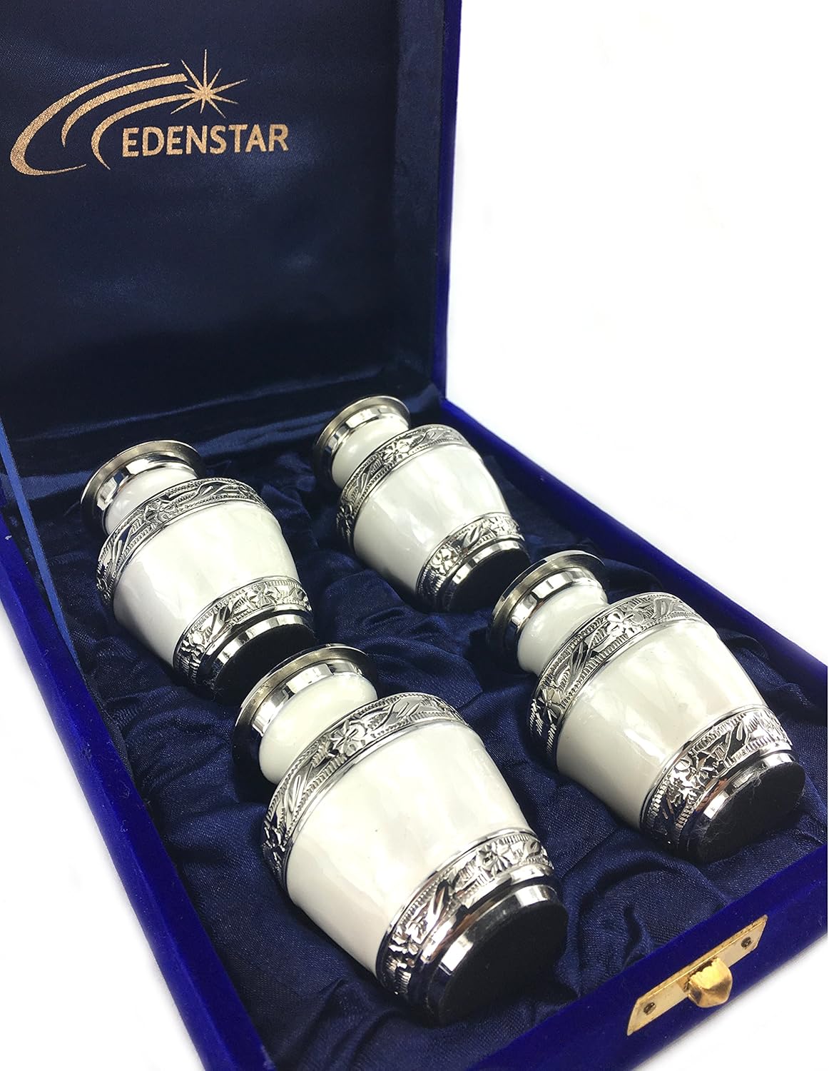 EDENSTAR NEXTG Premium Quality Memorial Mini Keepsake Urns Handcrafted to Perfection Engraved with Unique Design - Small Keepsakes Cremation Urn for Ashes Handmade Funeral Urns Set of Four