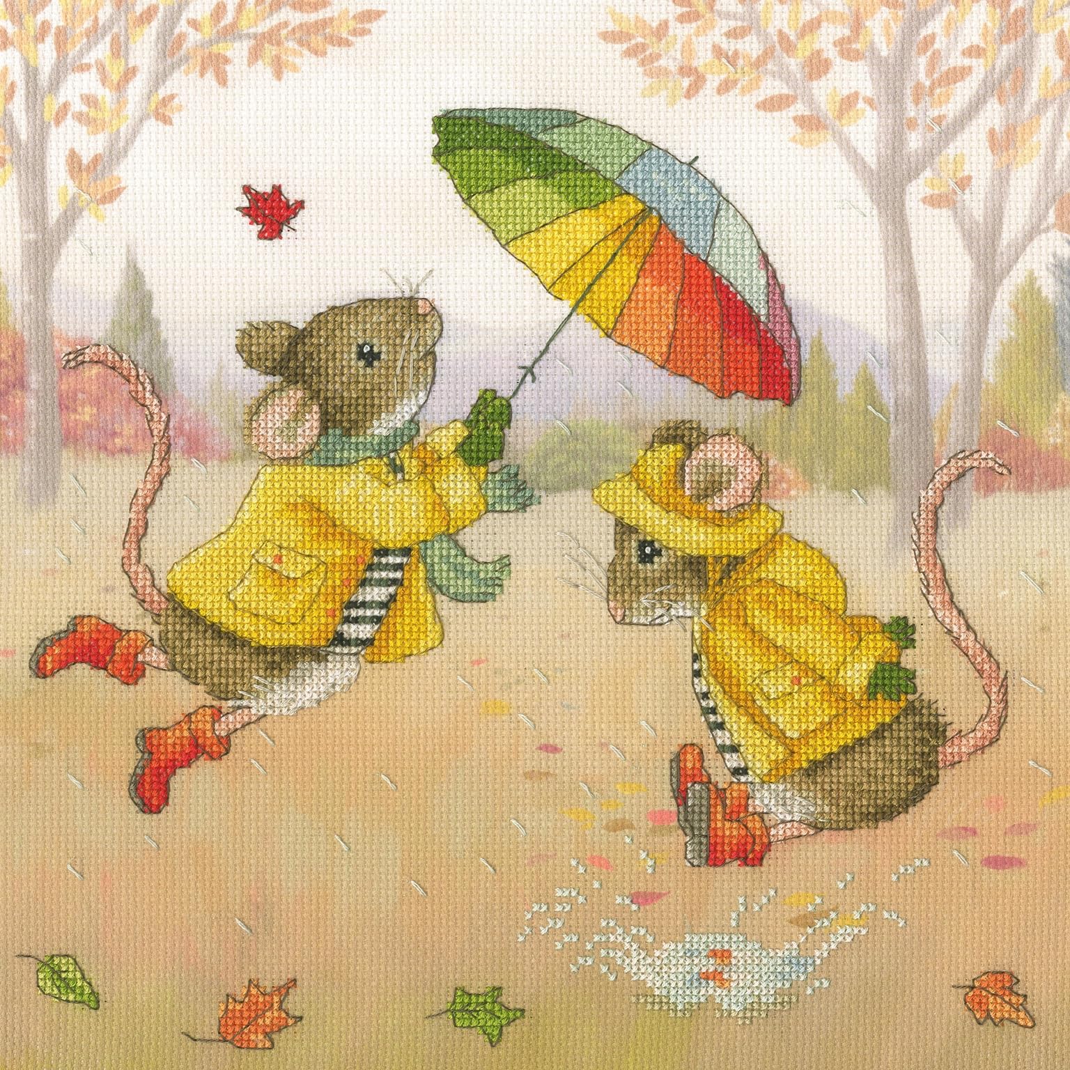 Sunshine And Showers (On A Mice Adventure) Cross Stitch Kit by Bothy Threads
