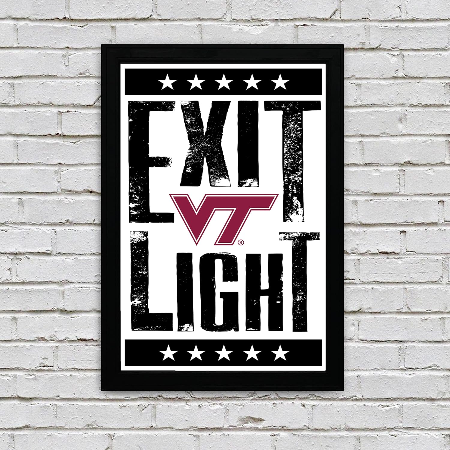 Limited Edition Virginia Tech Exit Light Letterpress Poster Art Print - Gifts for Virginia Tech Fan (No Frame)