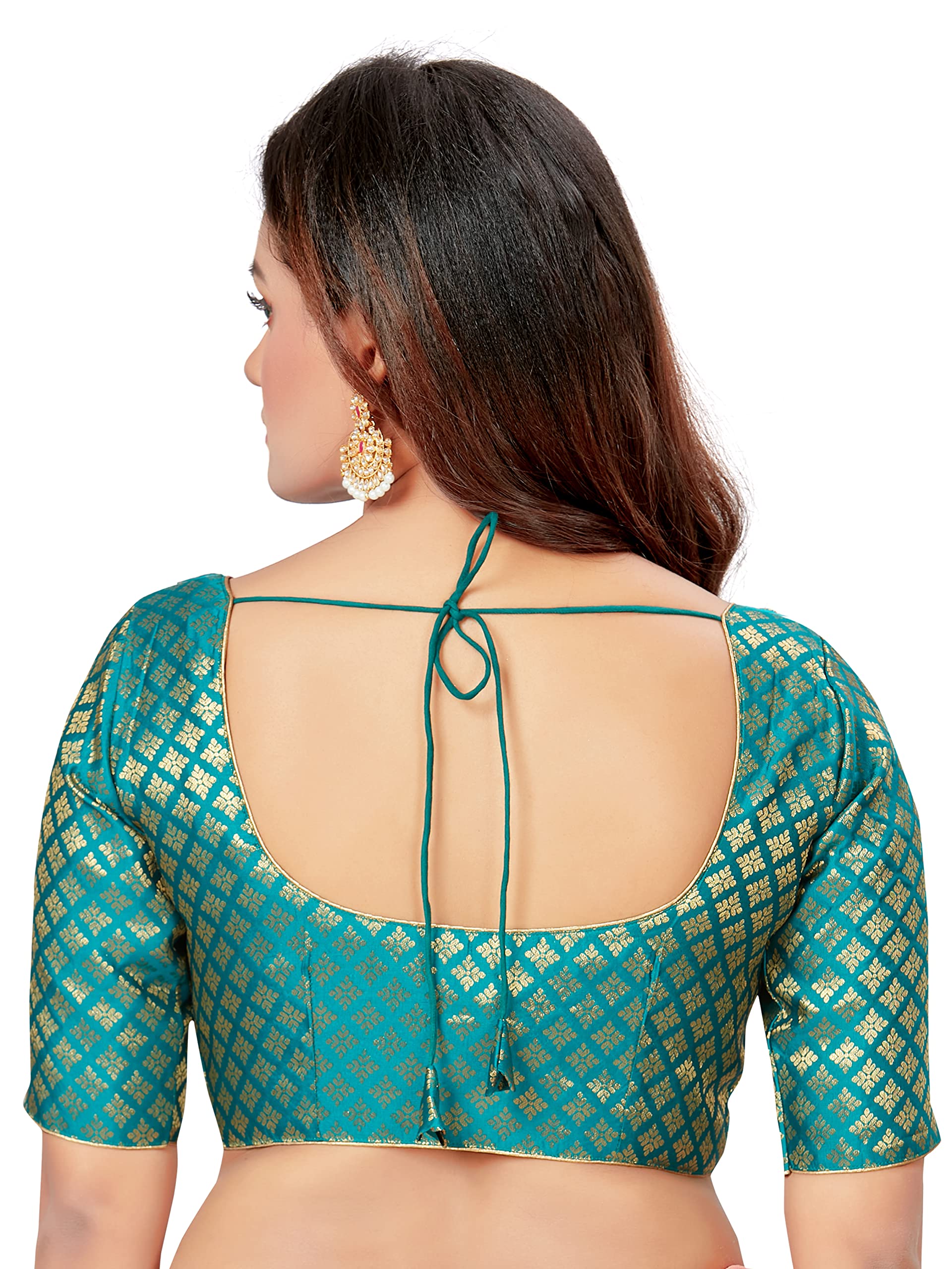 Madhu Fashion Damen Polyester-Brokat-Bluse mit ellbogenlangen Ärmeln