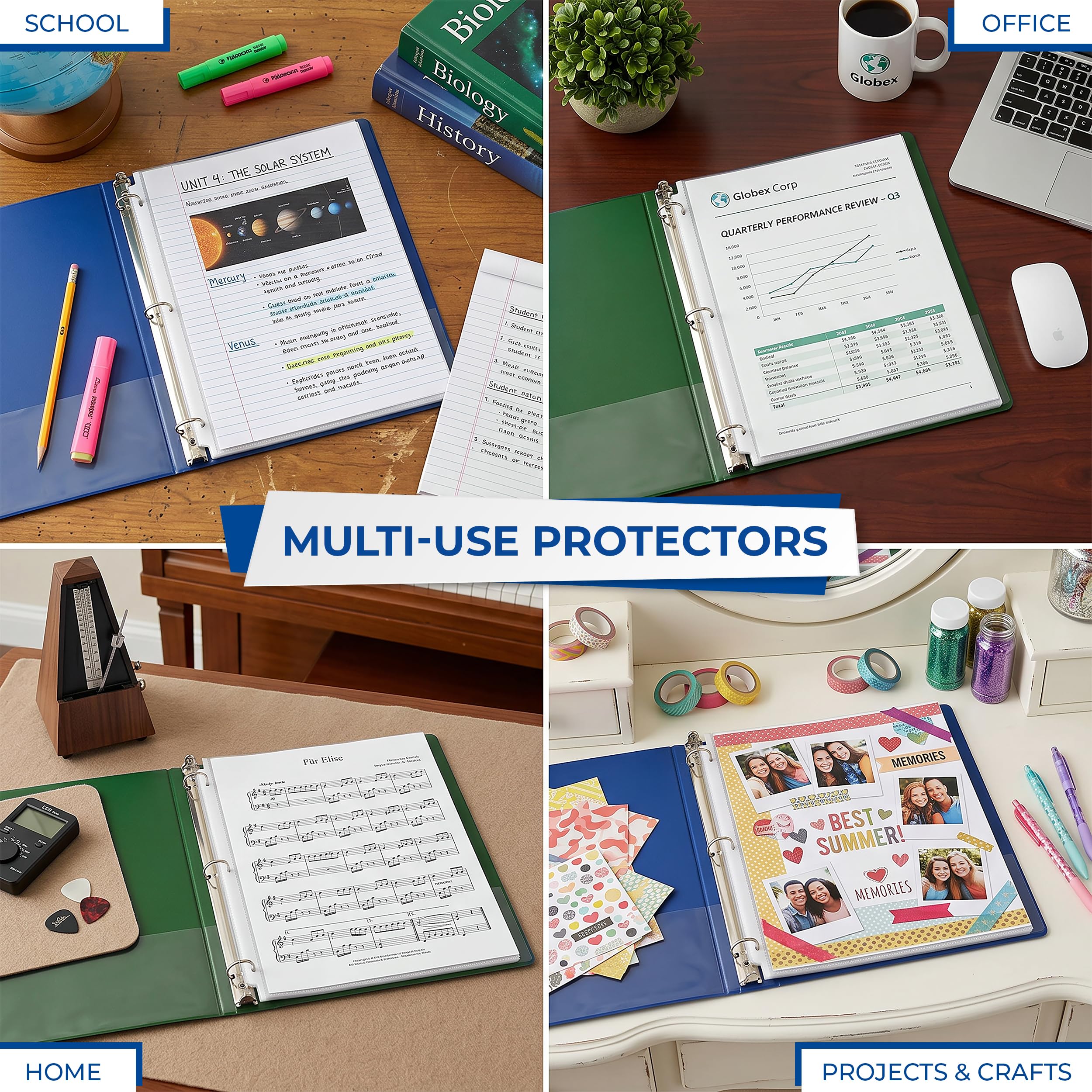 Samsill - Fundas protectoras, sin ácidos y seguros para archivar, de 21,8 x 27,8 cm, con abertura por la parte superior