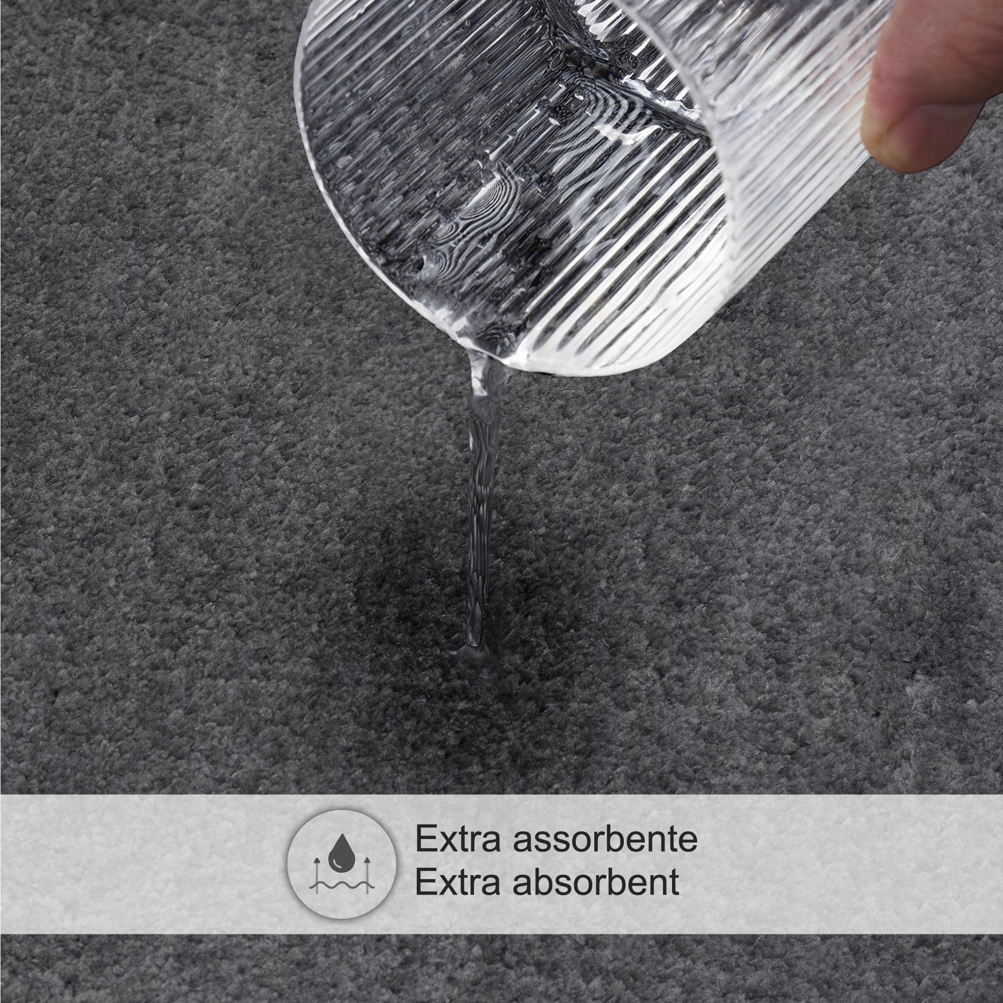 Decomira Alfombra de Baño Antideslizante | Alfombrilla súper Absorbente y Lavable a máquina | para el baño, la Ducha, la bañera o como Alfombra WC | Antracita - 50x150 cm