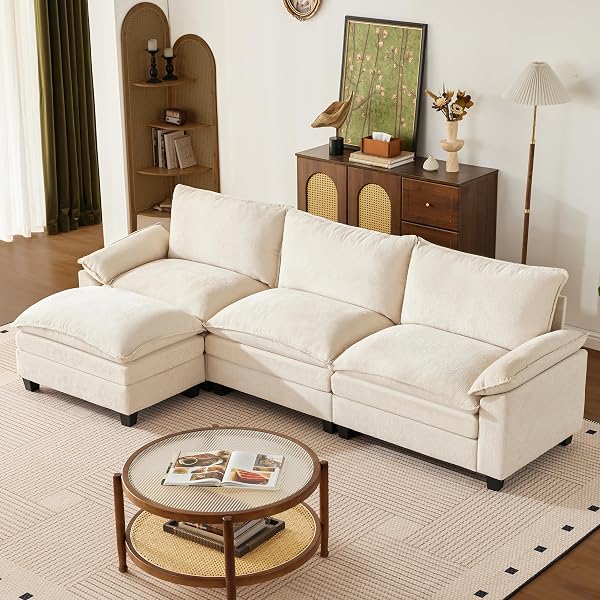 Big Comfy 114in Modular Couch Sectional with Ottoman