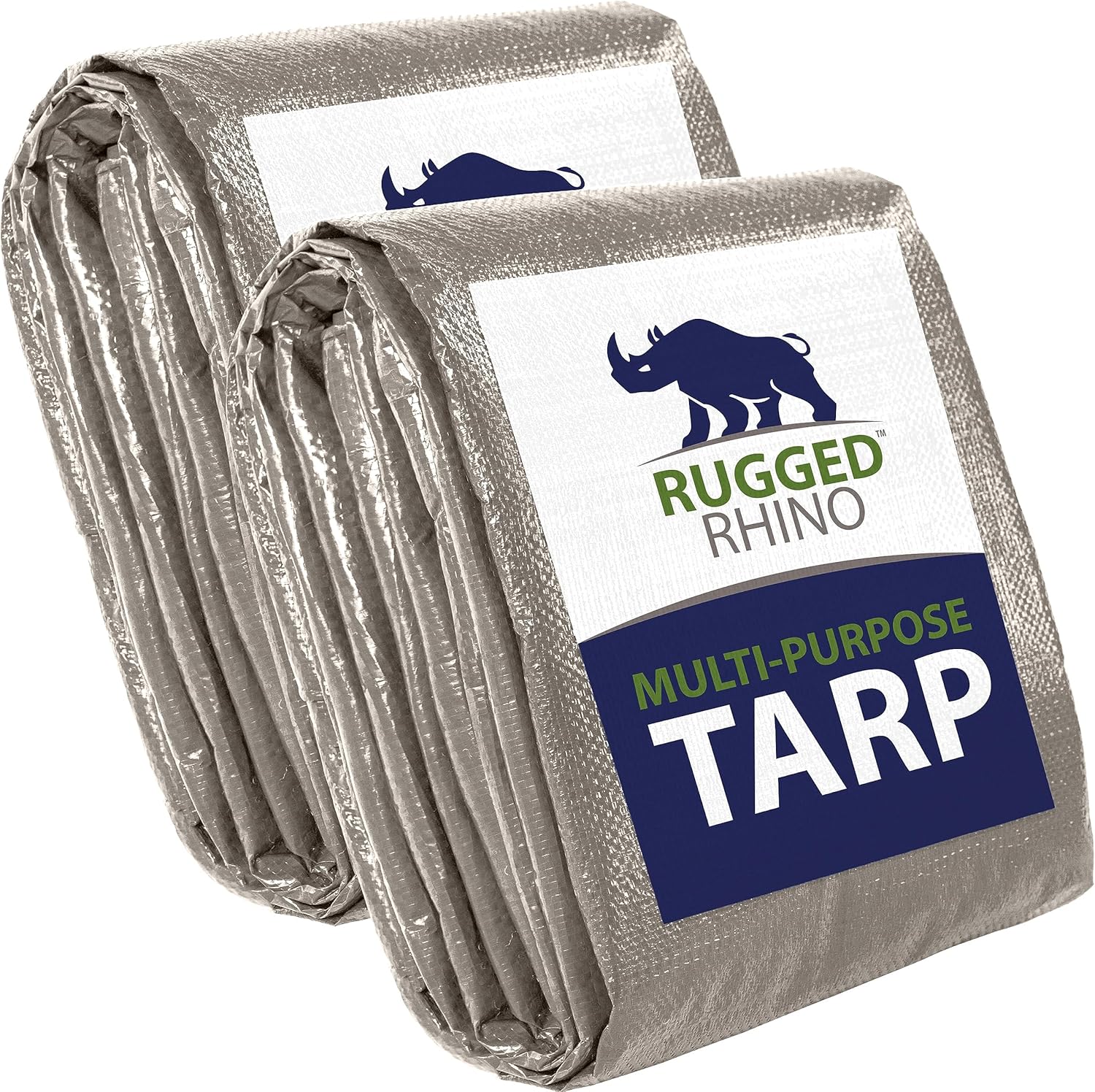 Rugged Rhino Lona resistente para todo tipo de clima, 100% impermeable, paquete de 2, lonas resistentes a la temperatura UV de 5 mil, cubierta