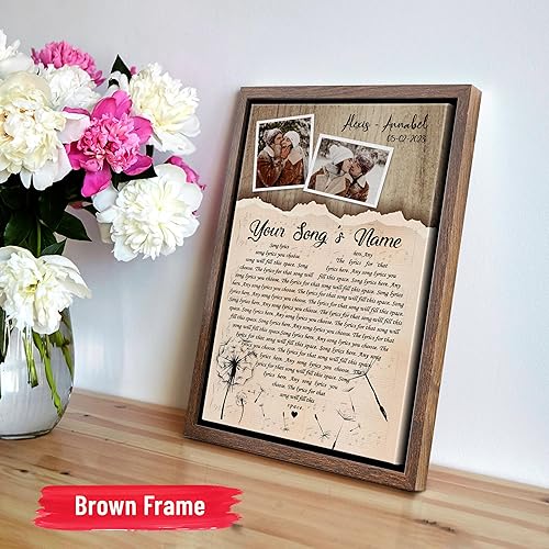 Vista 111 de H-DEWALL Letras de canciones personalizadas con marco, arte de pared musical personalizado para él, decoración sentimental y regalo inspirador