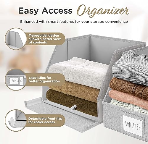 Miniatura 3 de Contenedores trapezoidales para armario para estantes, canastas de almacenamiento de tela de 12 x 12 x 10 pulgadas, canastas organizadoras de