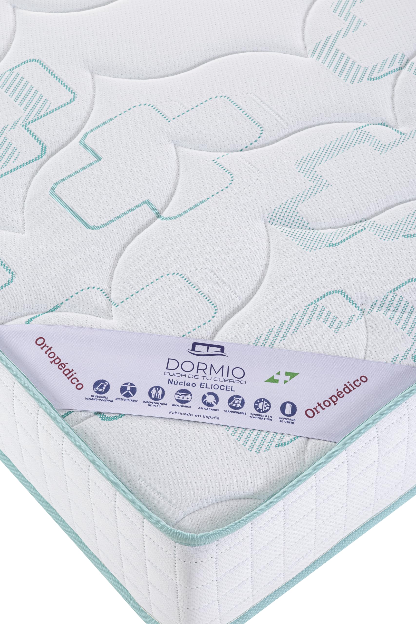 Dormio Ortopédico - Colchón Viscoelástico adaptable, Multiacolchado, Antideformaciones, Medida 135x190, Tratamiento antiácaros y antibacterias. Fabricado en España.