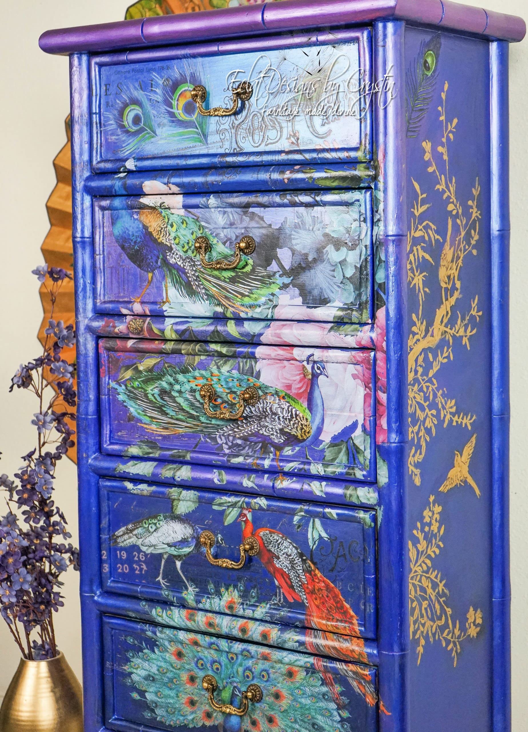 Prima Peacock Dreams Redesign Decor Transfers®-Peacock Dreams Boyut 61 cm x 83 cm - 3 Yaprak - Toplam Tasarım Boyutu 61 cm x 83 cm/Rub-Ons