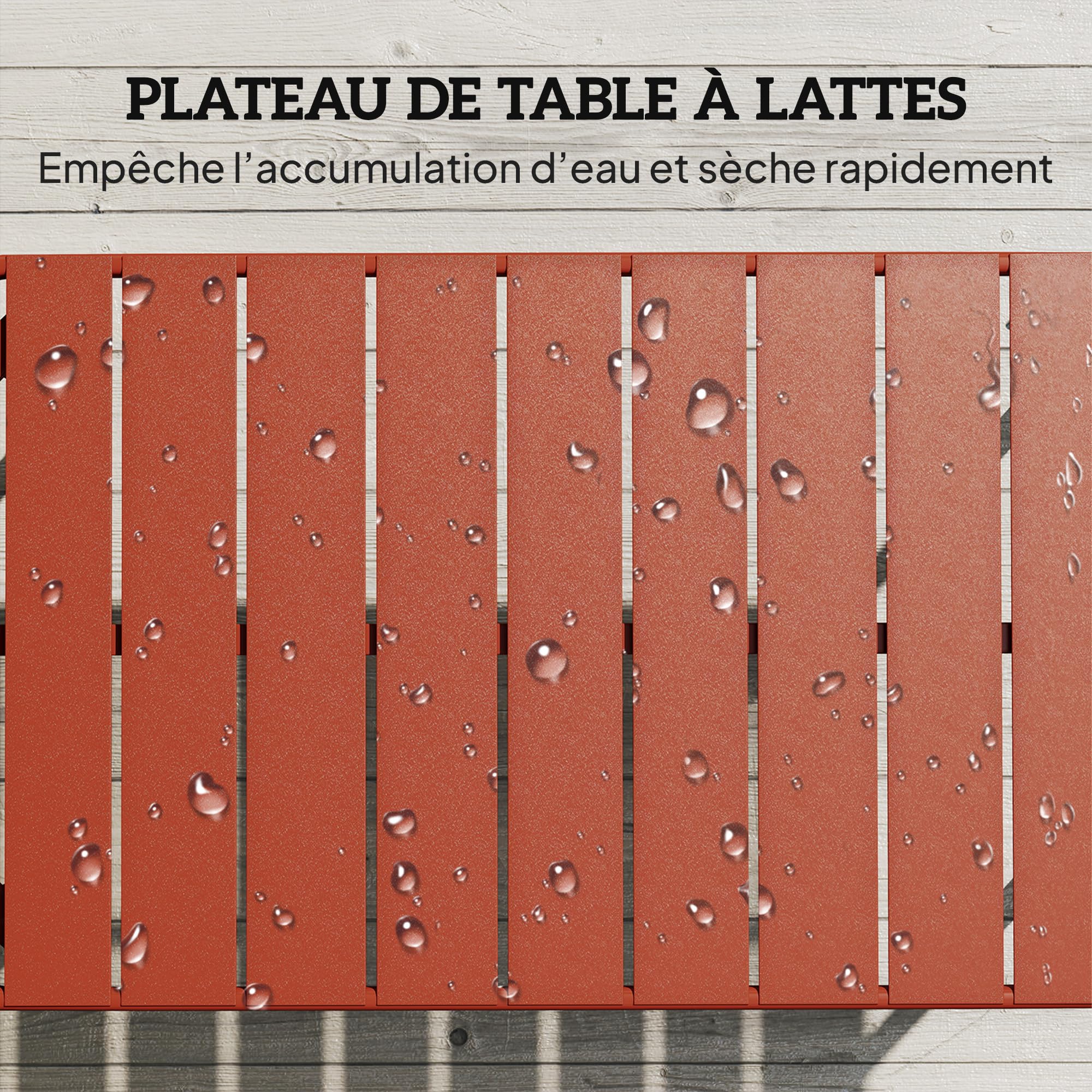 Outsunny - Mesa de centro de jardín de acero galvanizado con bandeja de láminas, mesa auxiliar de patio rectangular con esquinas redondeadas, para exterior, terraza y balcón, 90 x 50 x 43 cm, color