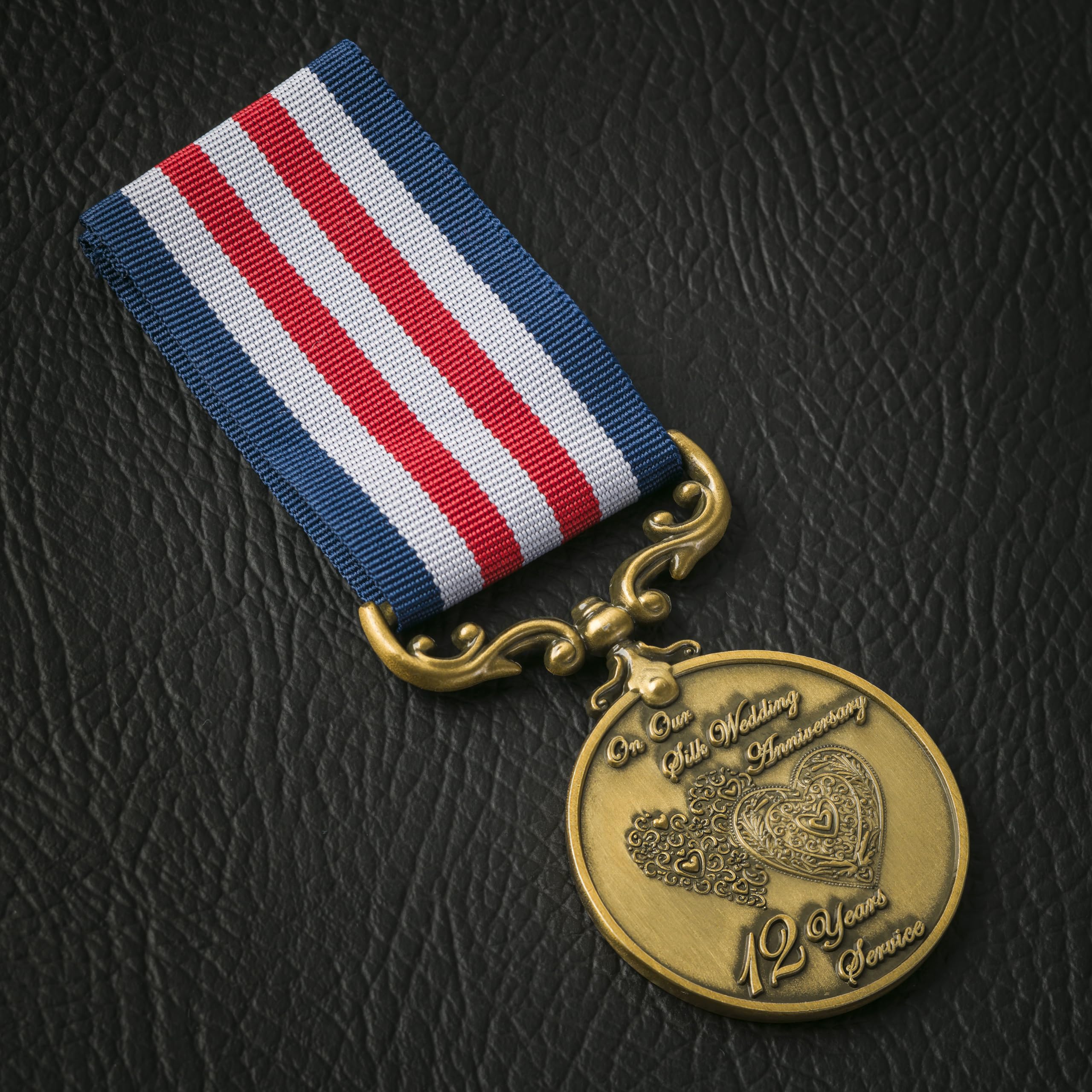 The Commemorative Coin Company Gold Our 12Th Silk Wedding Anniversary Long Service/Bravery Medal. Gift For Partner/Husband/Wife 12 Years Of Marriage