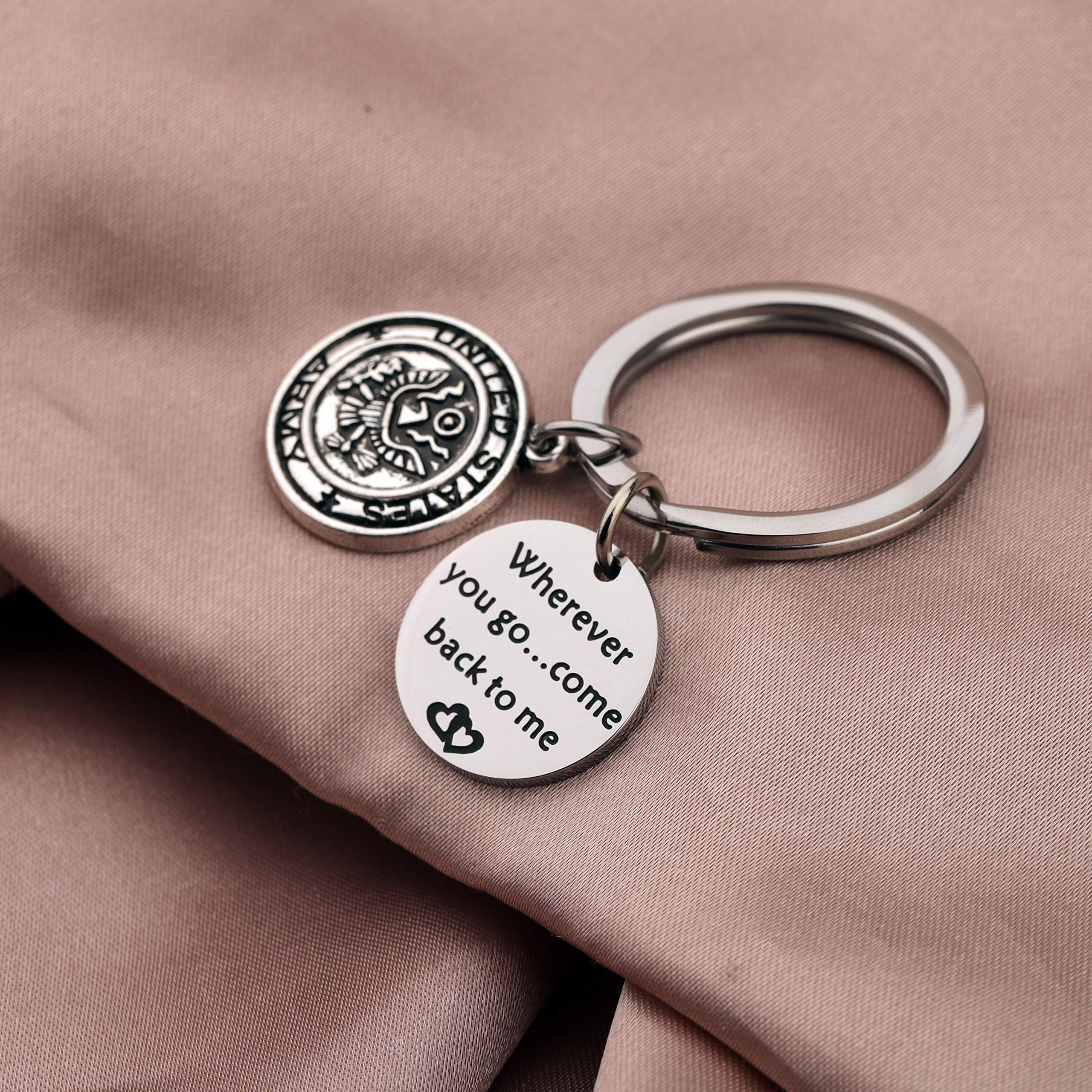 AKTAP Wherever You Go Come Back to Me Graduation Gift Dad Husband Gift Key Ring Deploying Partner Boyfriend Girlfriend