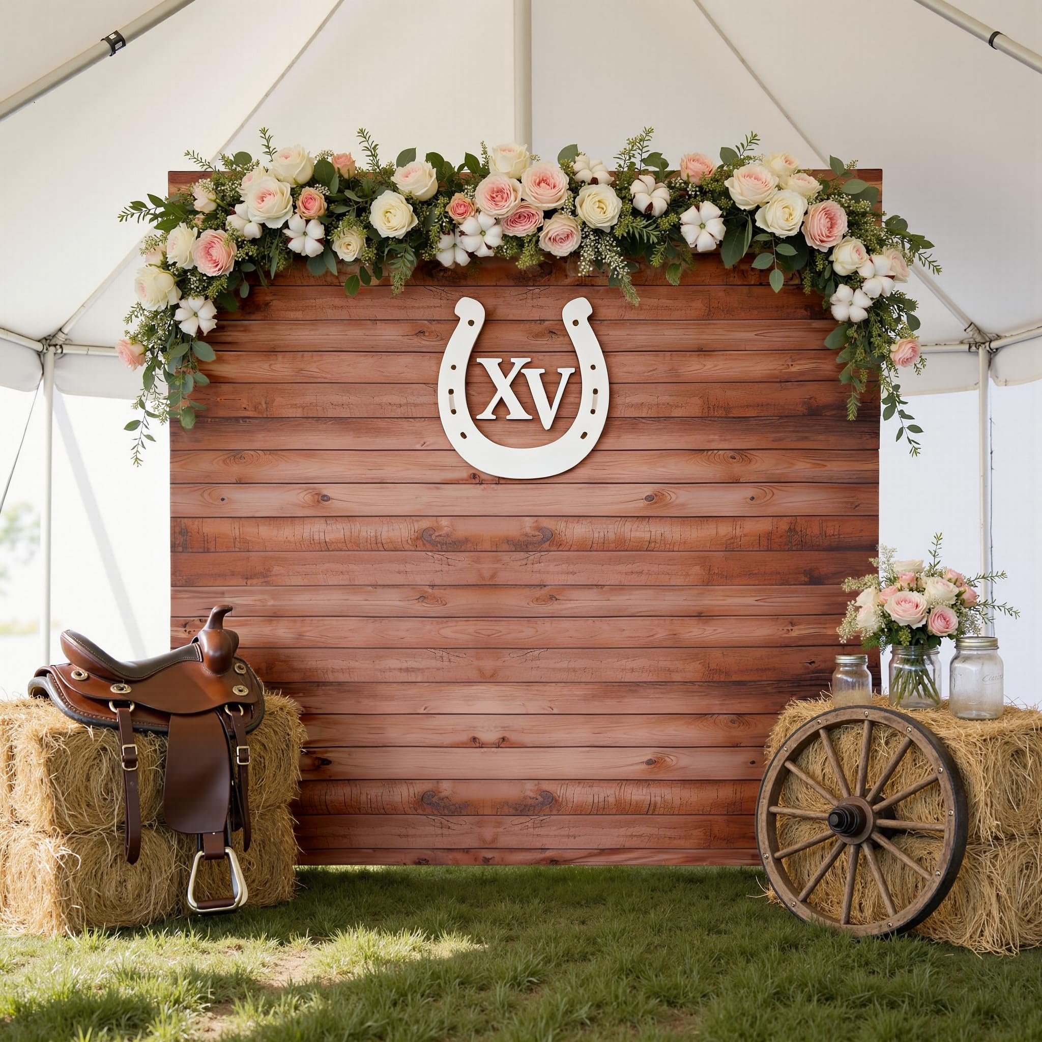 Wood Square Backdrop 6.6FTx6.6FT Cover,Rustic Vintage Chiara Backdrop Square Cover Wood, Stretchy Spandex Fitted Wrinkle Free Photo Backdrop Wedding