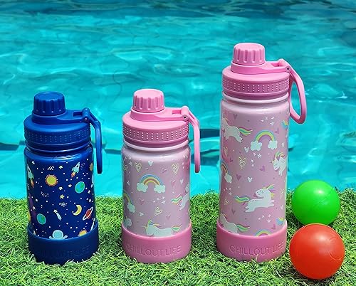 Miniatura 9 de CHILLOUT LIFE Botella de agua aislada para niños de 12 onzas para la escuela con tapa de boquilla a prueba de fugas y lindas calcomanías