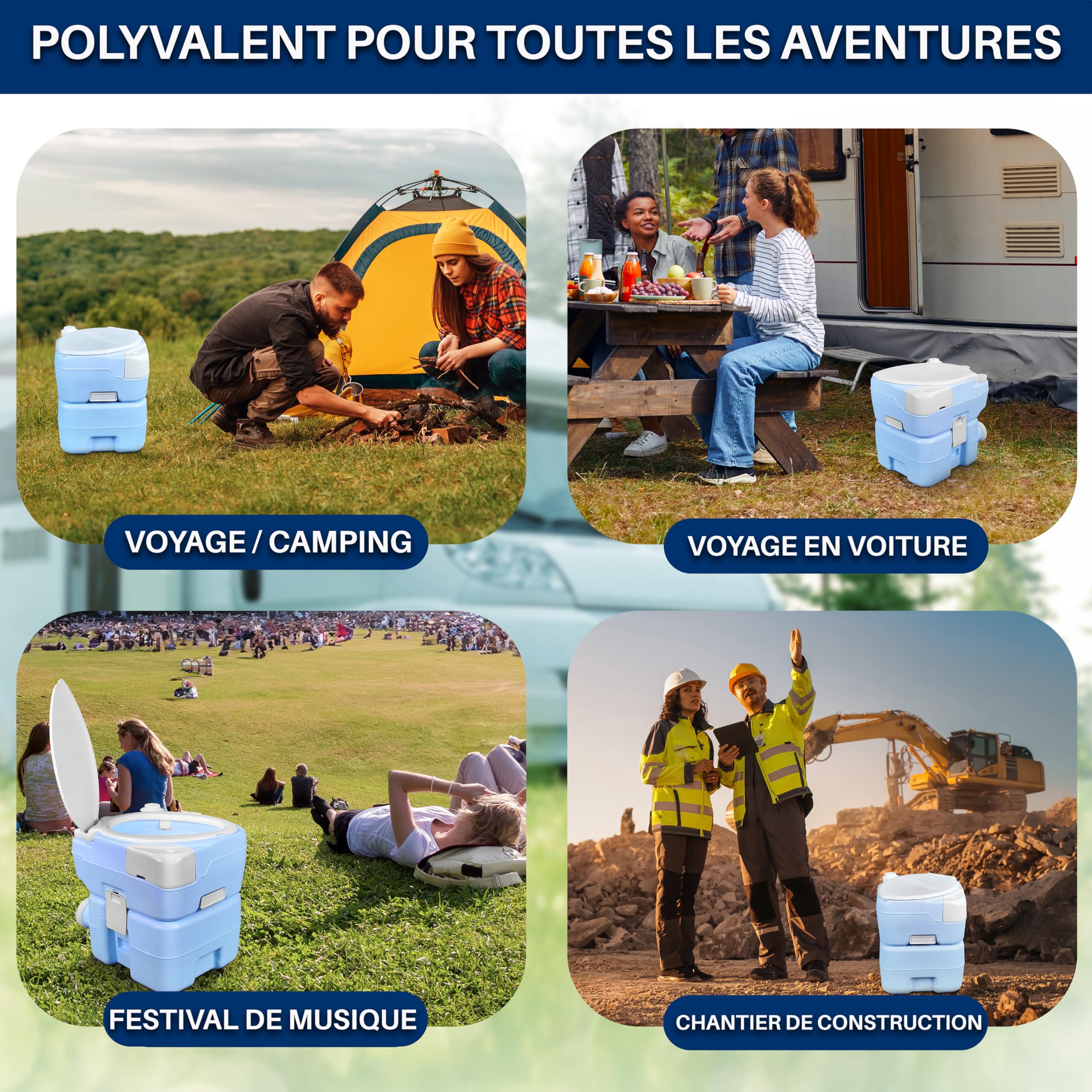 SereneLife Toilette Portable 20L pour Camping, VR, Bateau et Activités de loisirs. 120 Chasses, Réservoir Détachable avec Pulvérisateur à Main et Sac de Transport. Toilette Camping Confortable