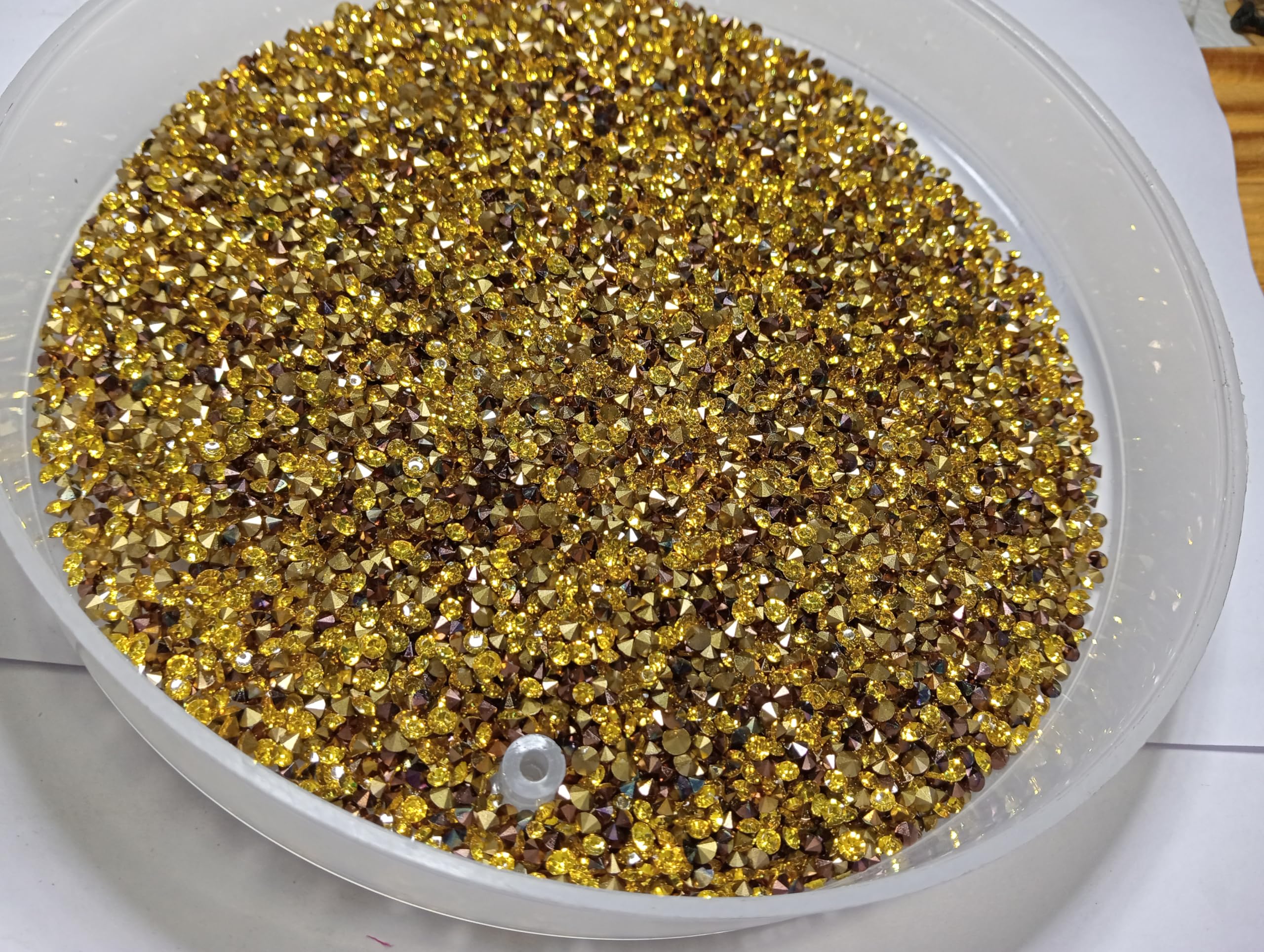 Round Flat-Back Golden Rhinestones for DIY Crafts | Acrylic Diamond Stones for Saree, Dress, Nail Art & Jewelry Making | Crystal Embellishments for Decoration (Pack of 250Gm) (Design68)-image-25