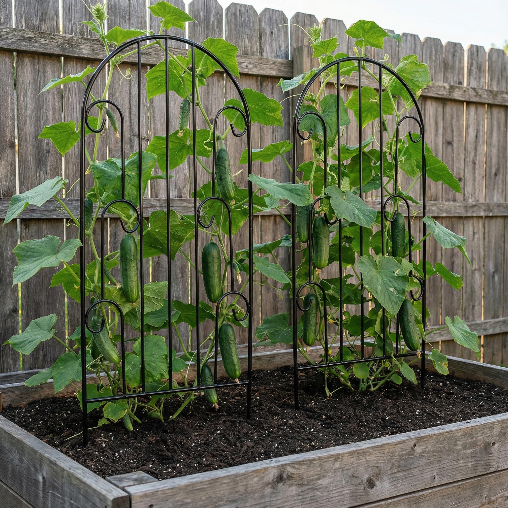 2er Set Metall Rankhilfe für Pflanzen, 114 x 40.5 cm Rankgitter aus Eisen, dekoratives Rankgerüst für Kletterpflanzen, Rosen, Tomaten, geeignet für Garten, Balkon und Terrasse (Schwarz)