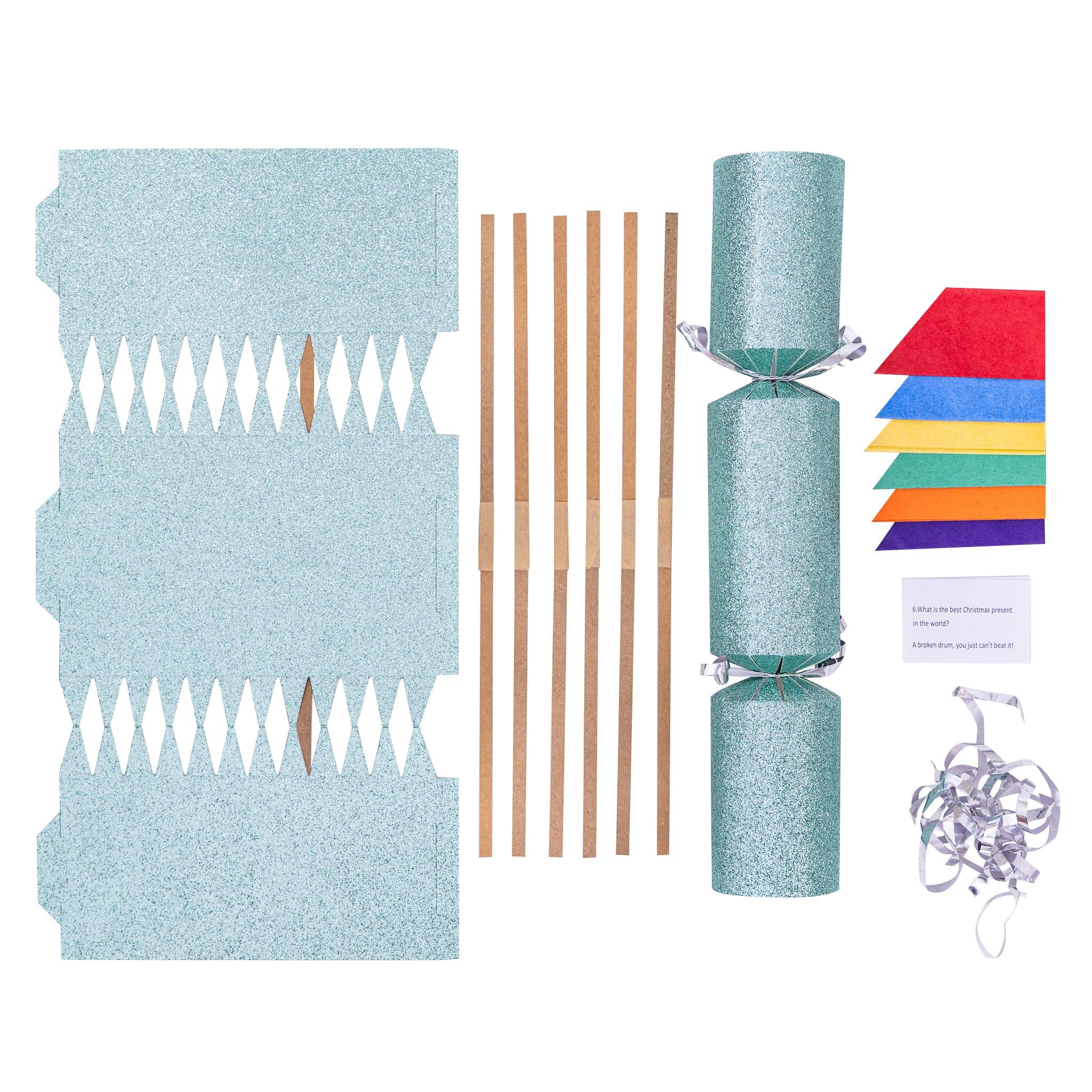 evelay Make Your Own Christmas Cracker Kit Glitter Crackers Hats Snaps Jokes Party Favours 6 Pieces