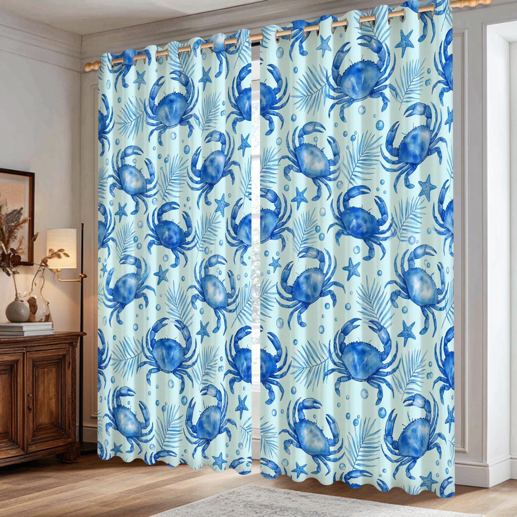 Rideaux occultants crabe bleu en tissu de qualité supérieure 106x213 cm